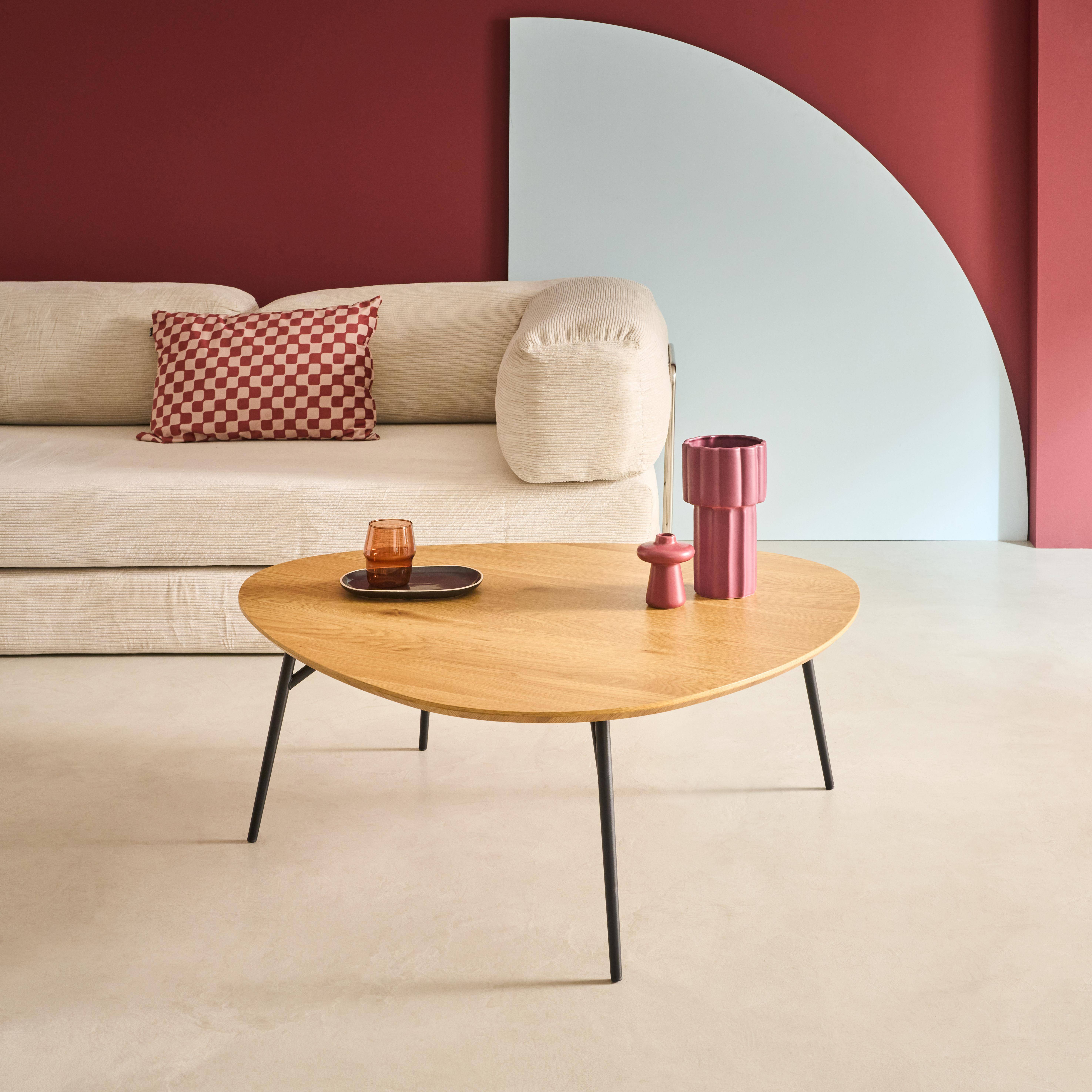 Table basse ovale pieds métal noirs et effet chêne ,sweeek,Photo1