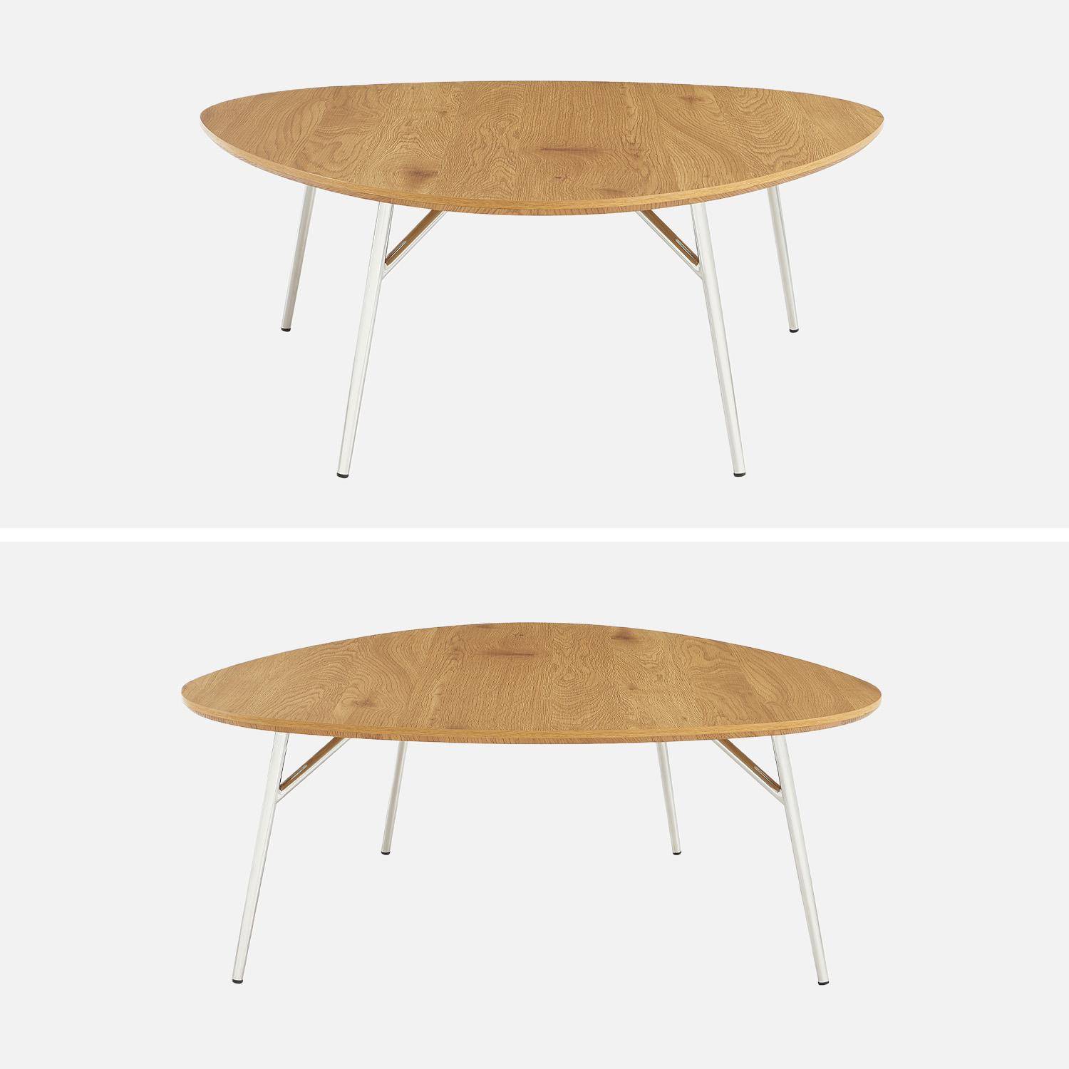 Ovaler Couchtisch mit verchromten Metallbeinen und Eichenlook - Ezia Photo2