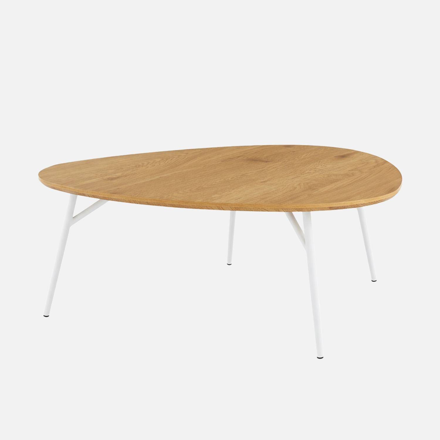 Table basse ovale pieds chromé et effet bois de chêne,sweeek,Photo2
