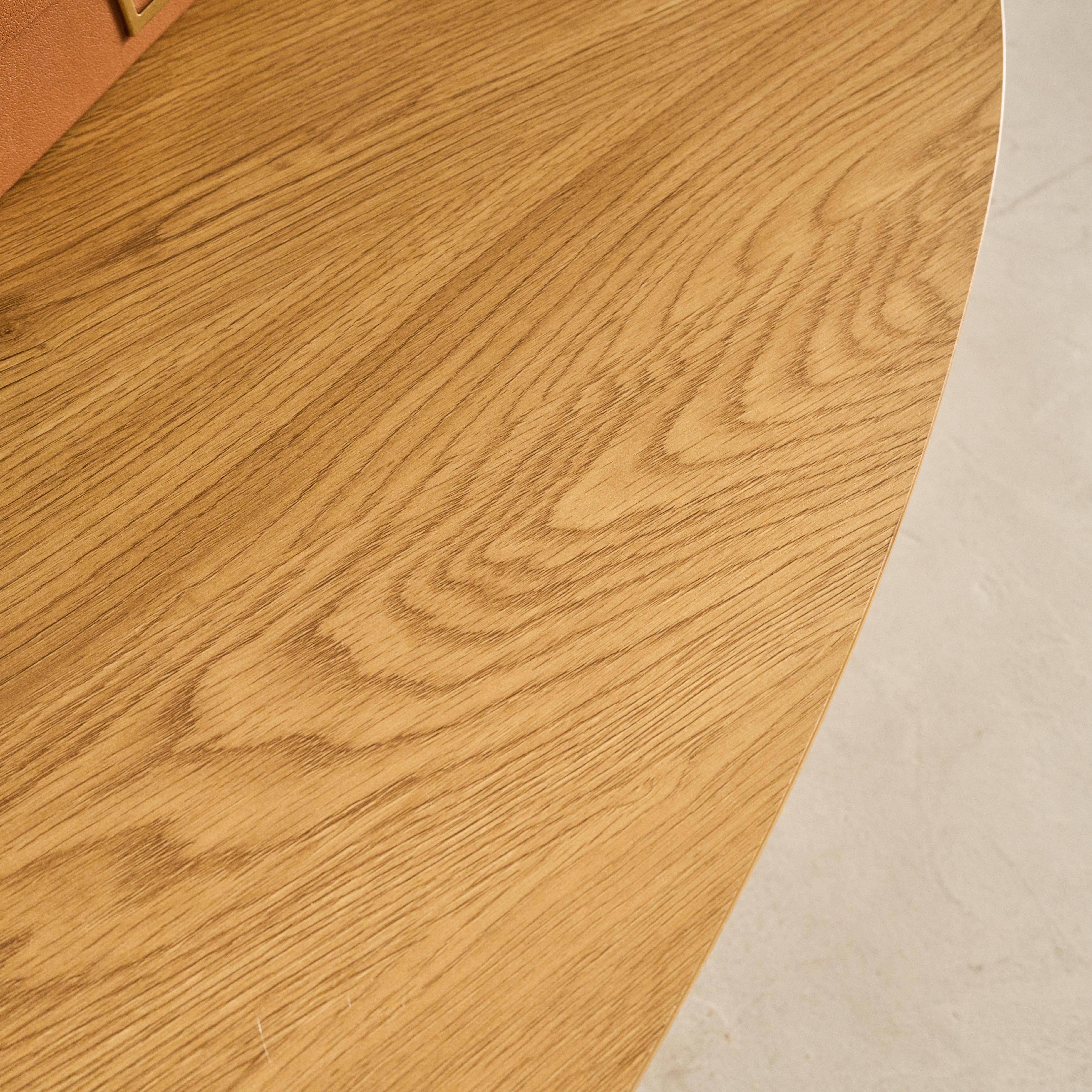 Ovaler Couchtisch mit verchromten Metallbeinen und Eichenlook - Ezia Photo4