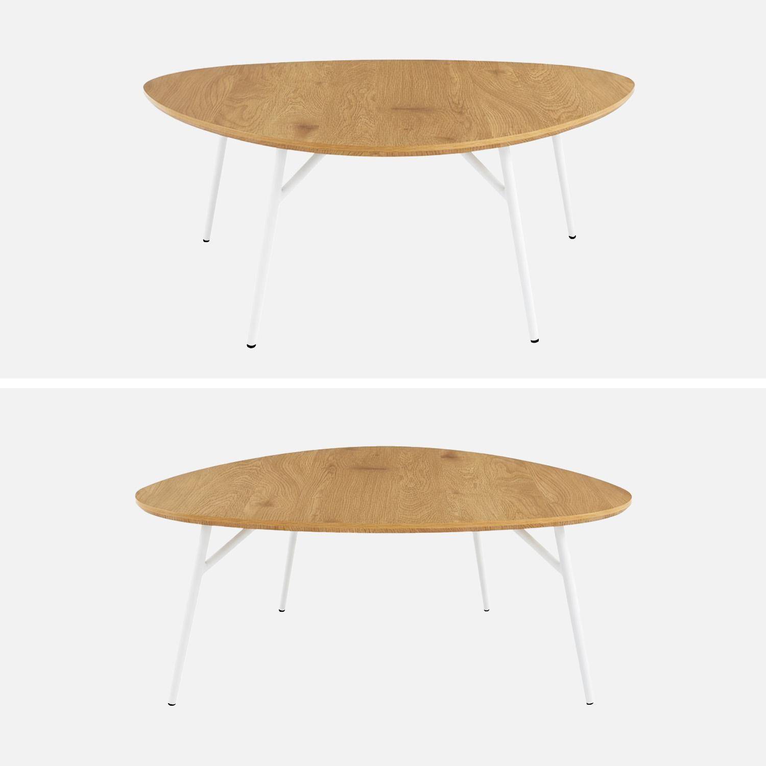 Table basse ovale pieds chromé et effet bois de chêne Photo3
