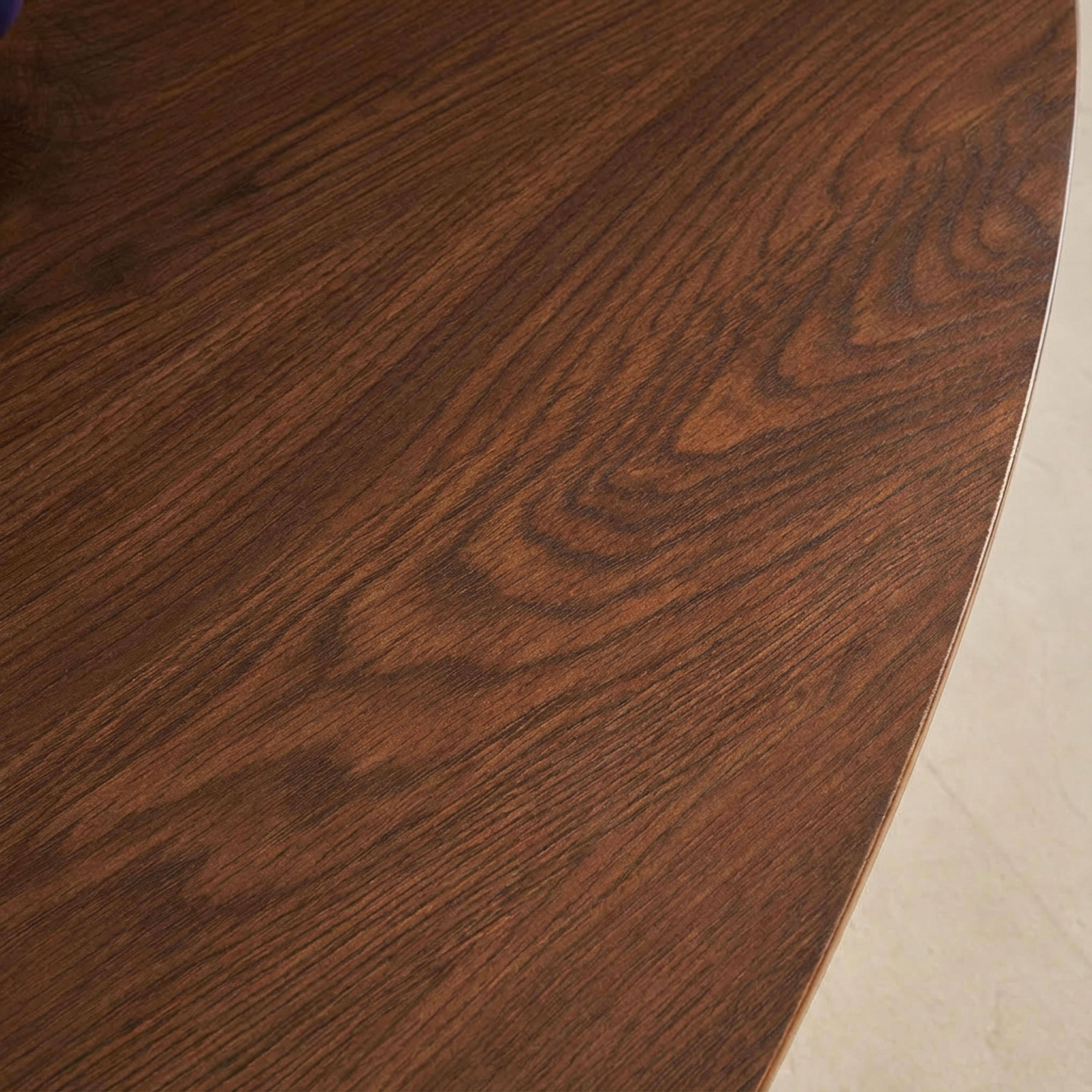 Afgeronde driehoekige salontafel met walnoothouteffect en verchroomde poten L 100 x l 95 x H 35.5cm - Ezia,sweeek,Photo4