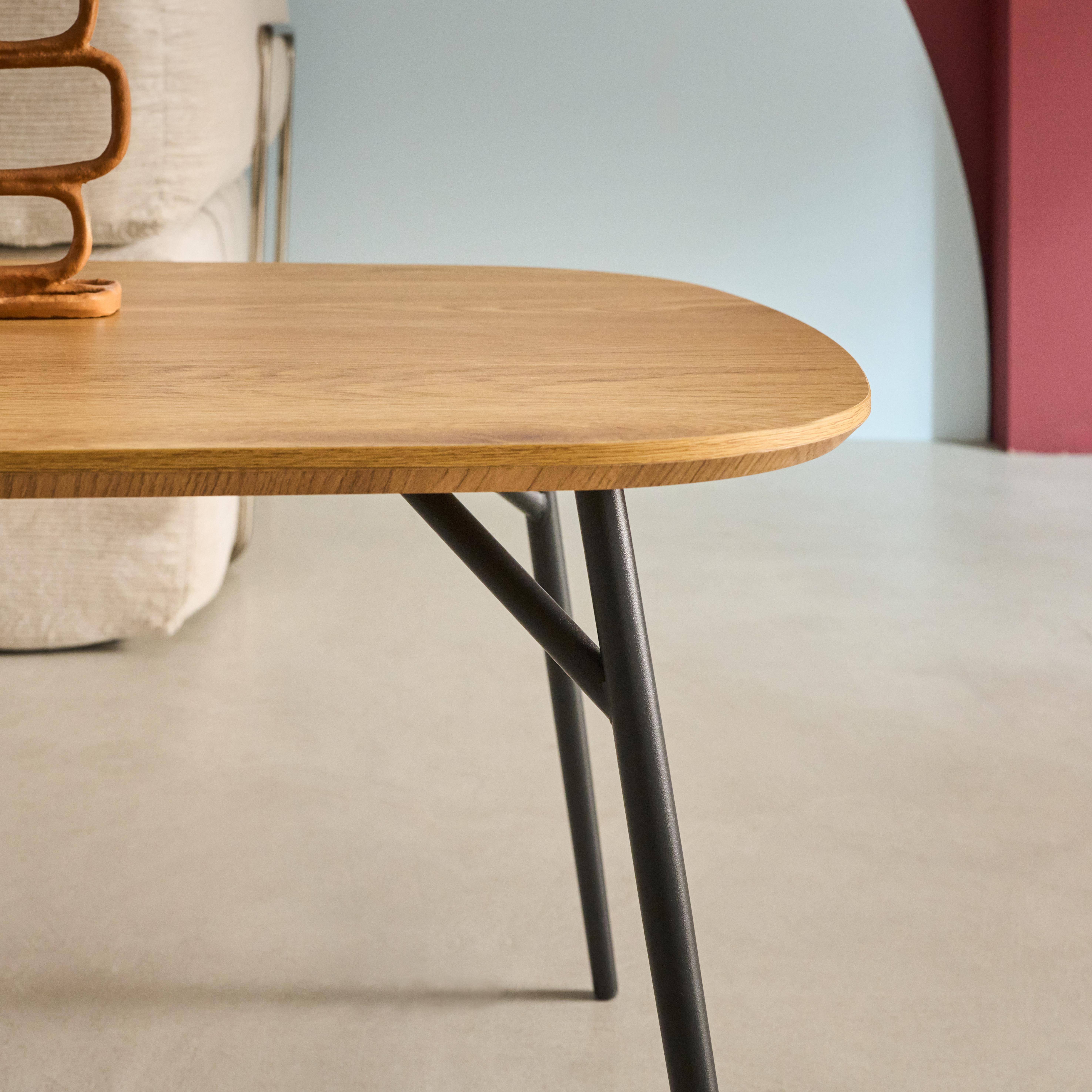 Rechteckiger Couchtisch im Eichenlook mit schwarzen Metallbeinen - Ezia,sweeek,Photo4