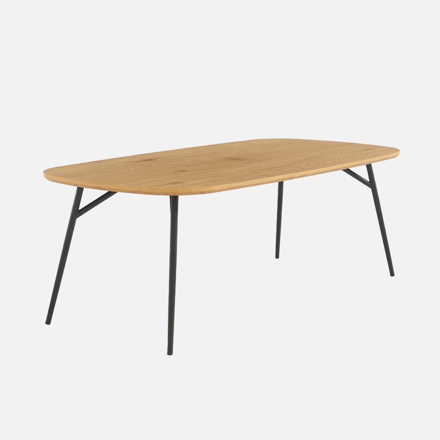 Table basse rectangulaire effet chêne pieds métal noir Photo1