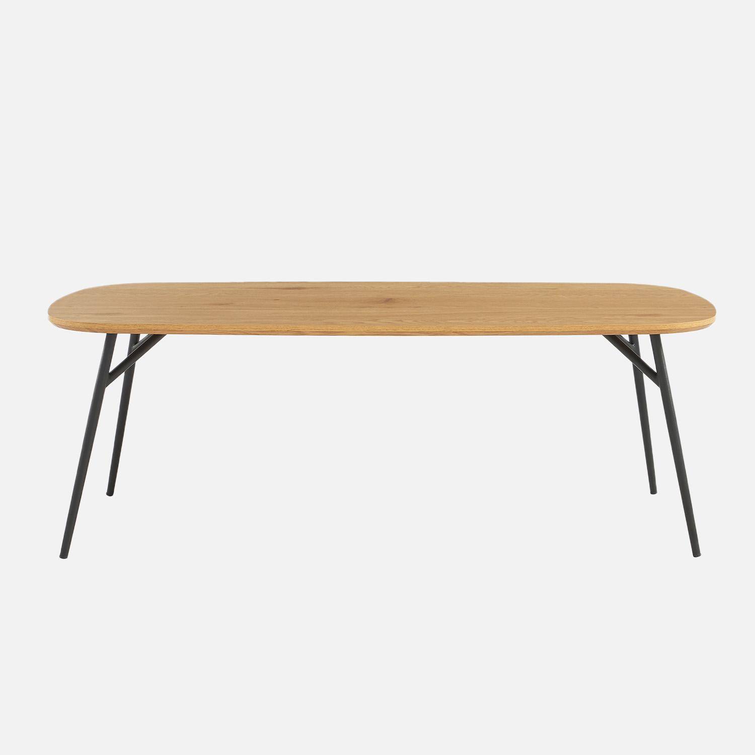 Table basse rectangulaire effet chêne pieds métal noir Photo2