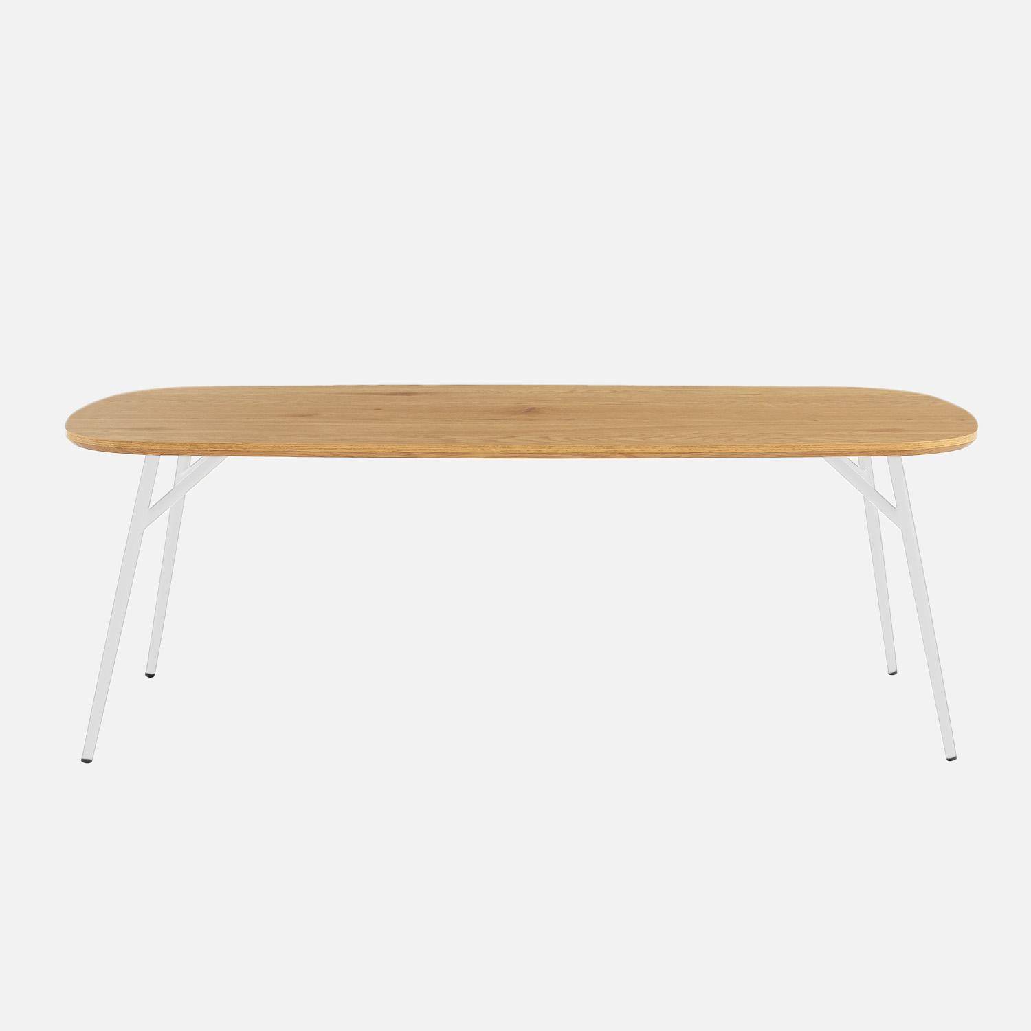 Table basse rectangulaire pieds chromés et décor bois chêne 120cm,sweeek,Photo2