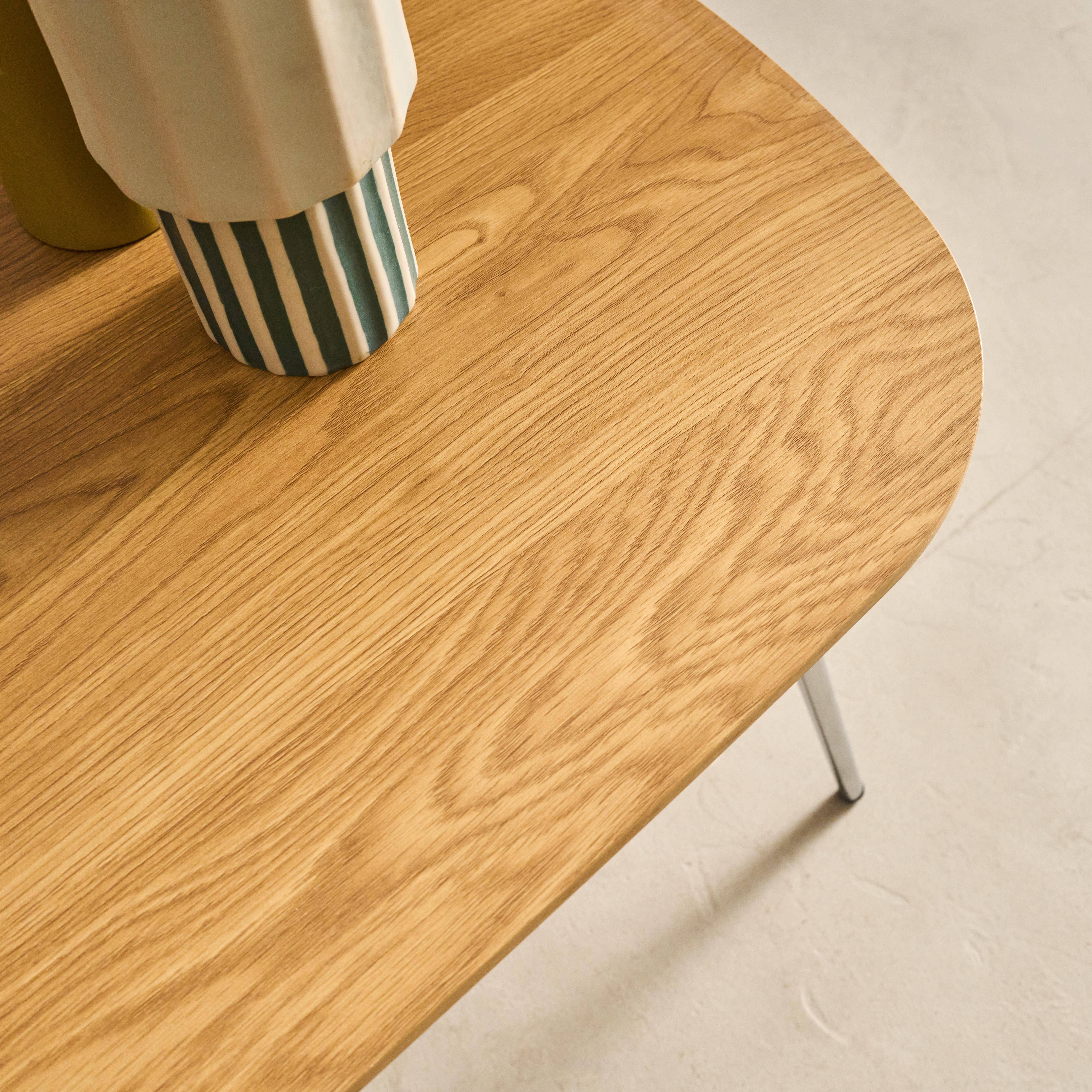 Rechteckiger Couchtisch mit verchromten Metallbeinen und Eichenlook 120 cm - Ezia,sweeek,Photo3