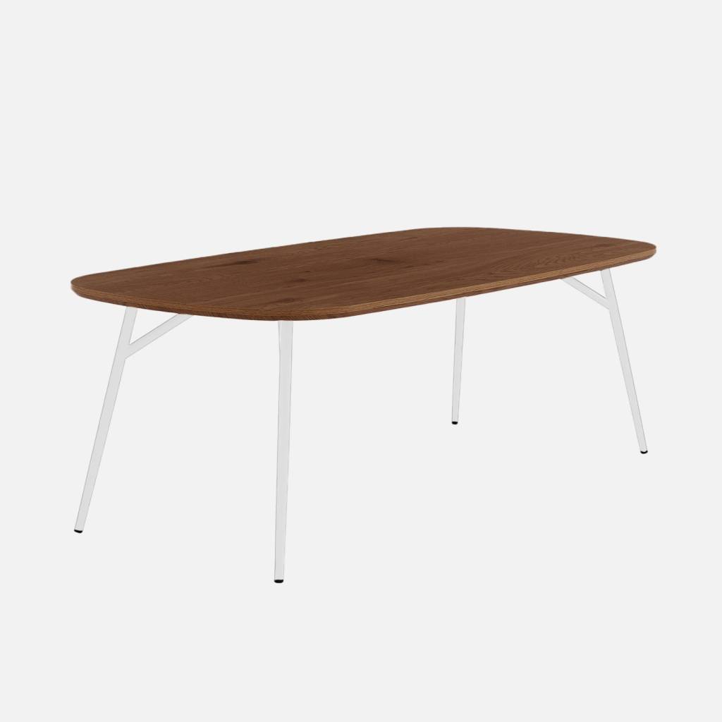 Table basse rectangulaire pieds chromés 120cm noyer