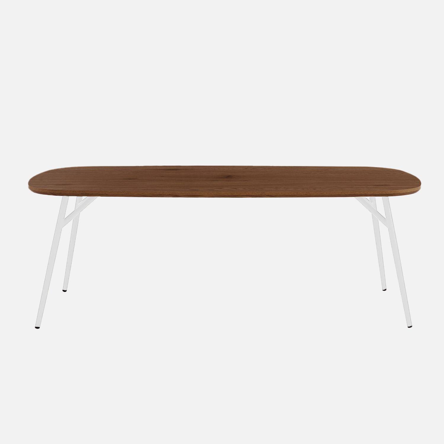 Table basse rectangulaire pieds chromés et décor bois noyer 120cm Photo2