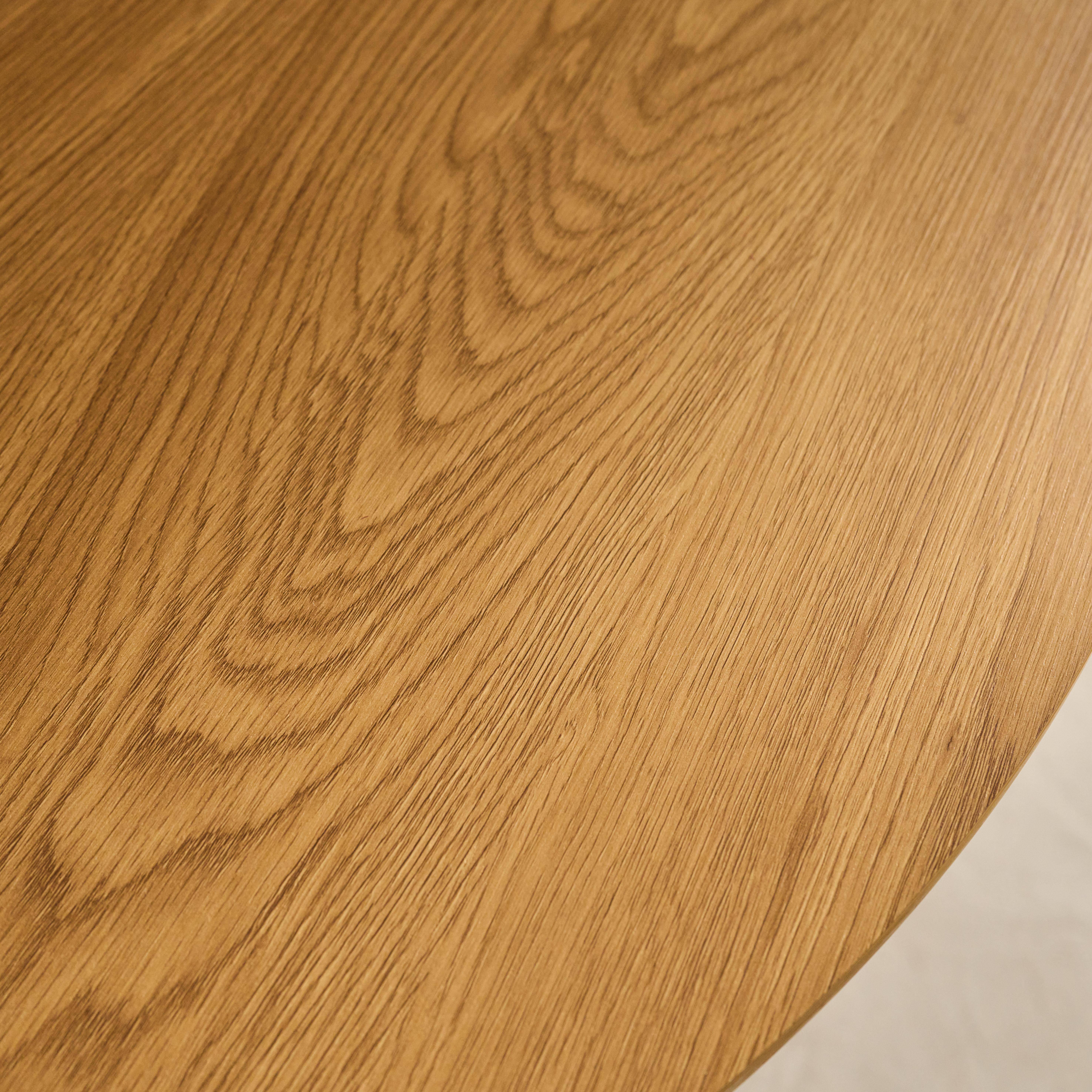 Round dining table oak wood effect black metal legs 4-seater, Azylis, 100x100x76 cm Photo3