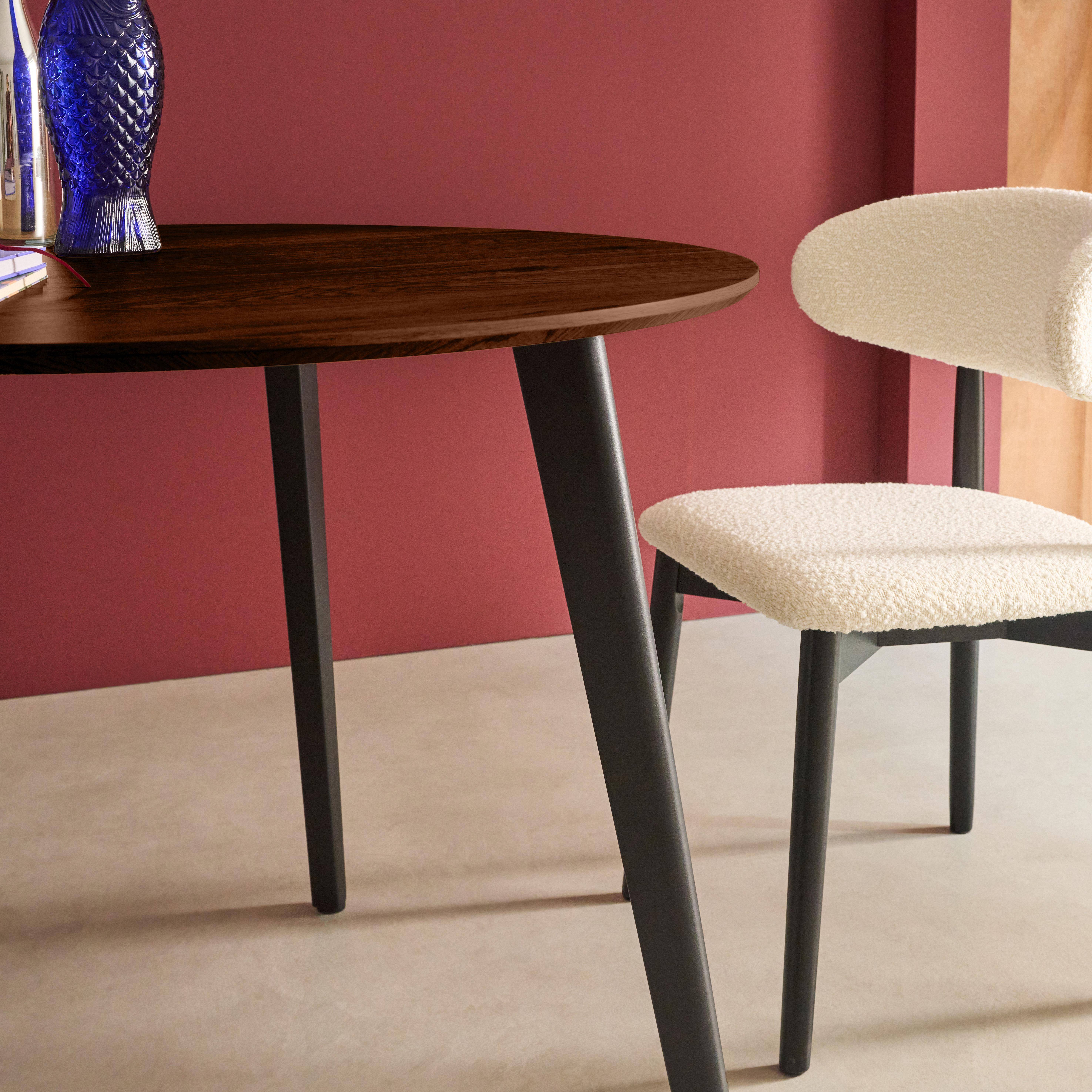 Round dining table walnut wood effect black metal legs 4-seater, Azylis, 100x100x76 cm Photo4