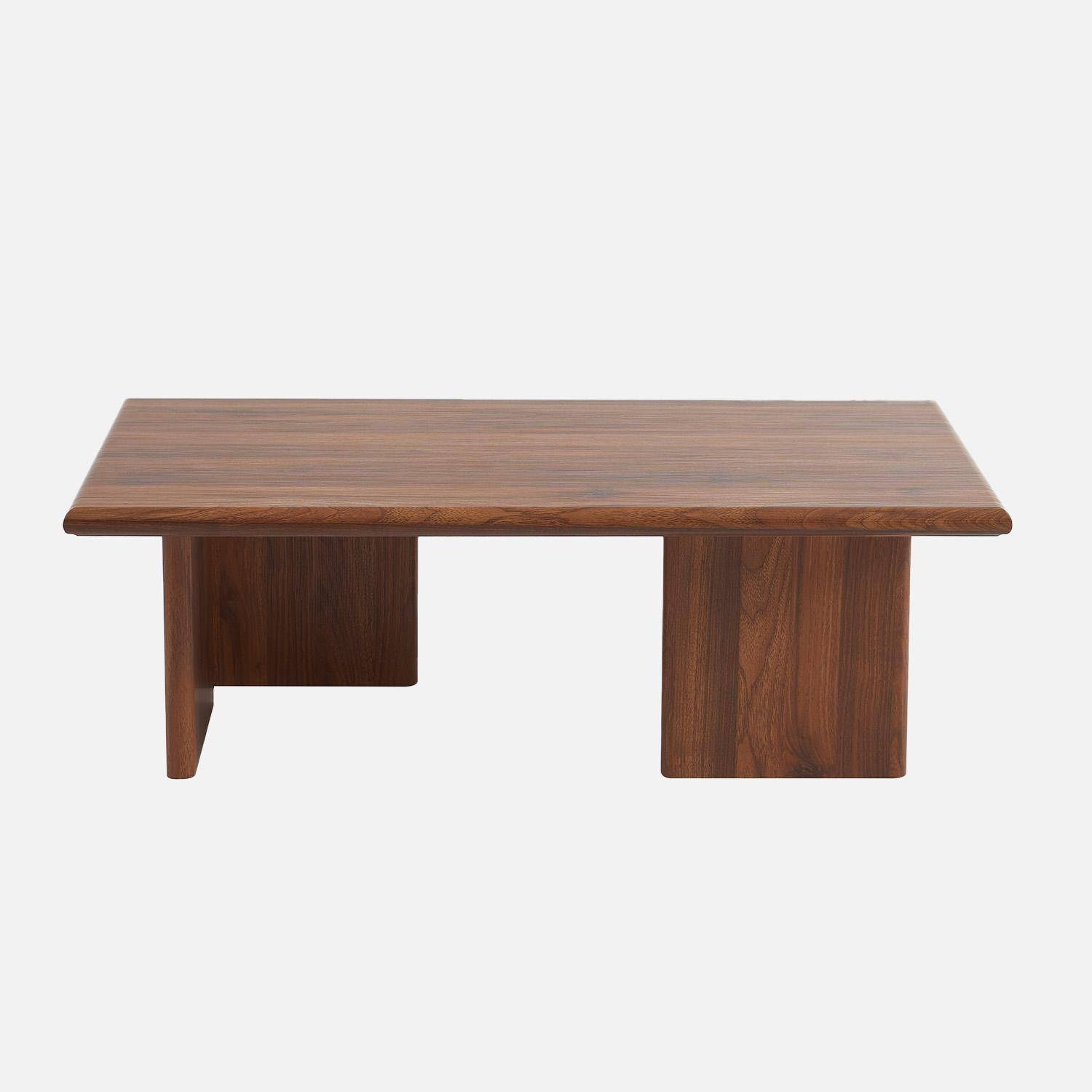 Table basse rectangulaire MDF effet noyer Photo2