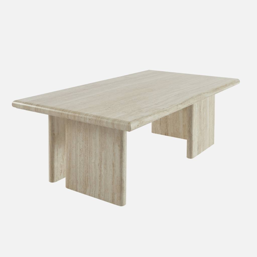 Table basse rectangulaire MDF effet travertin