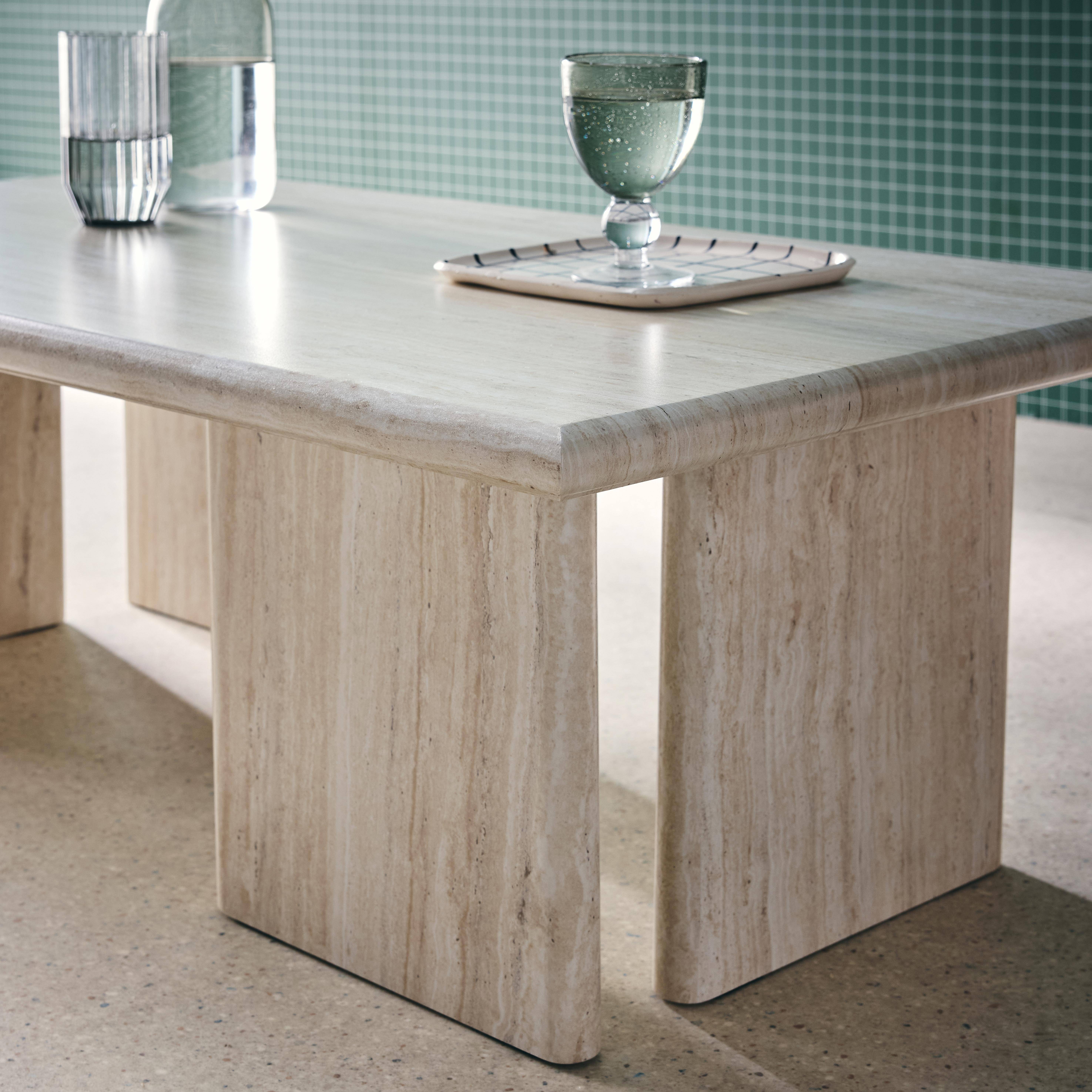 Rechteckiger Couchtisch aus MDF mit Travertinlook - Tilos Photo4