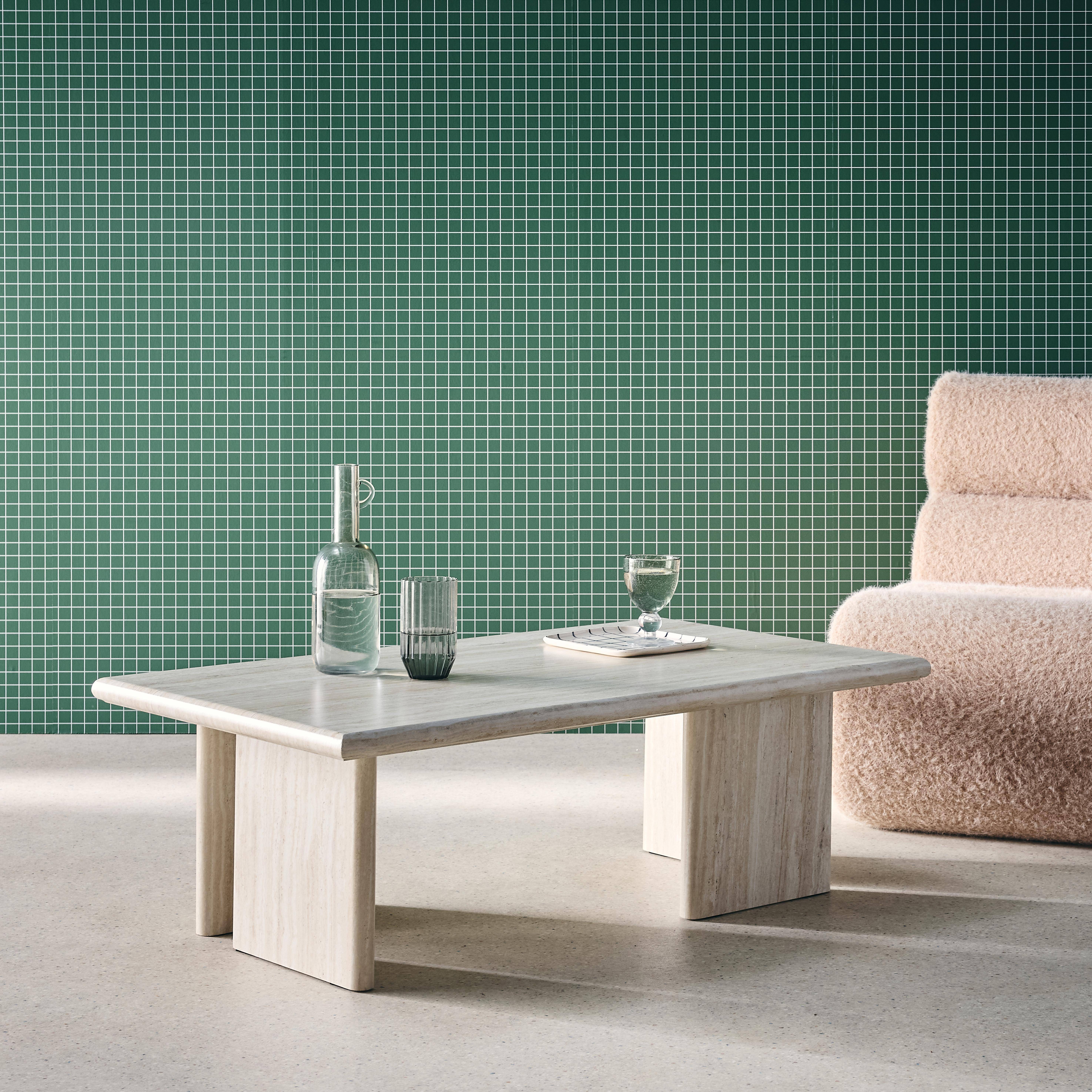 Rechteckiger Couchtisch aus MDF mit Travertinlook - Tilos,sweeek,Photo2