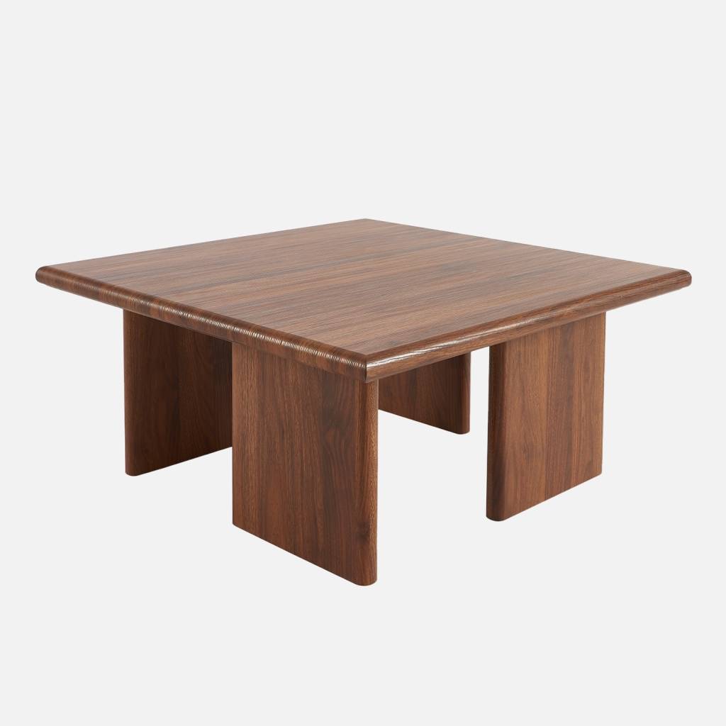 Table basse carrée effet noyer 80x80cm