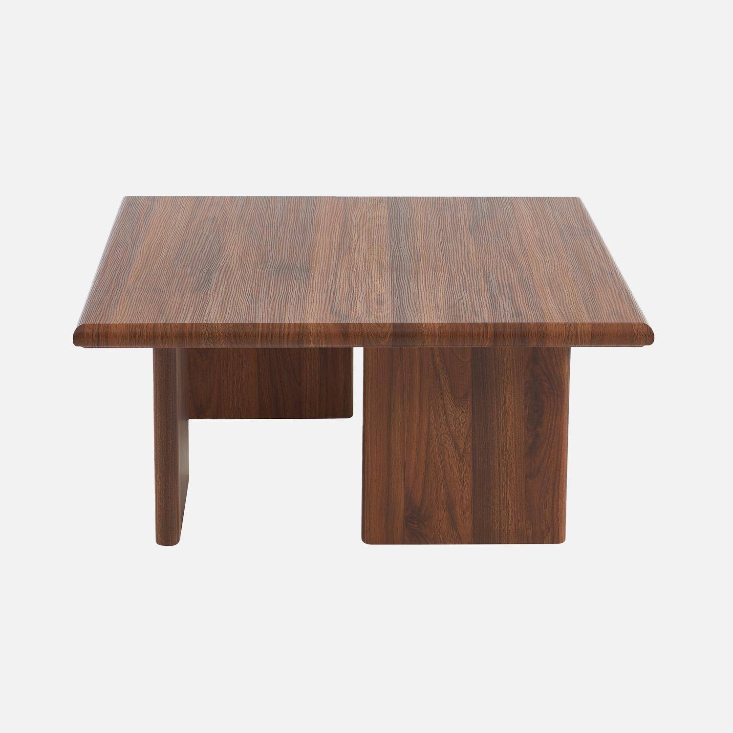 Table basse carré effet noyer 80 x 80cm Photo2