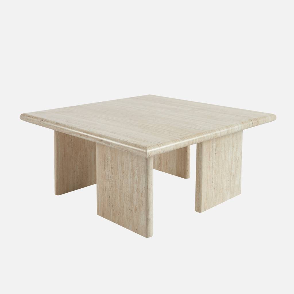 Table basse carrée effet travertin 80x80cm