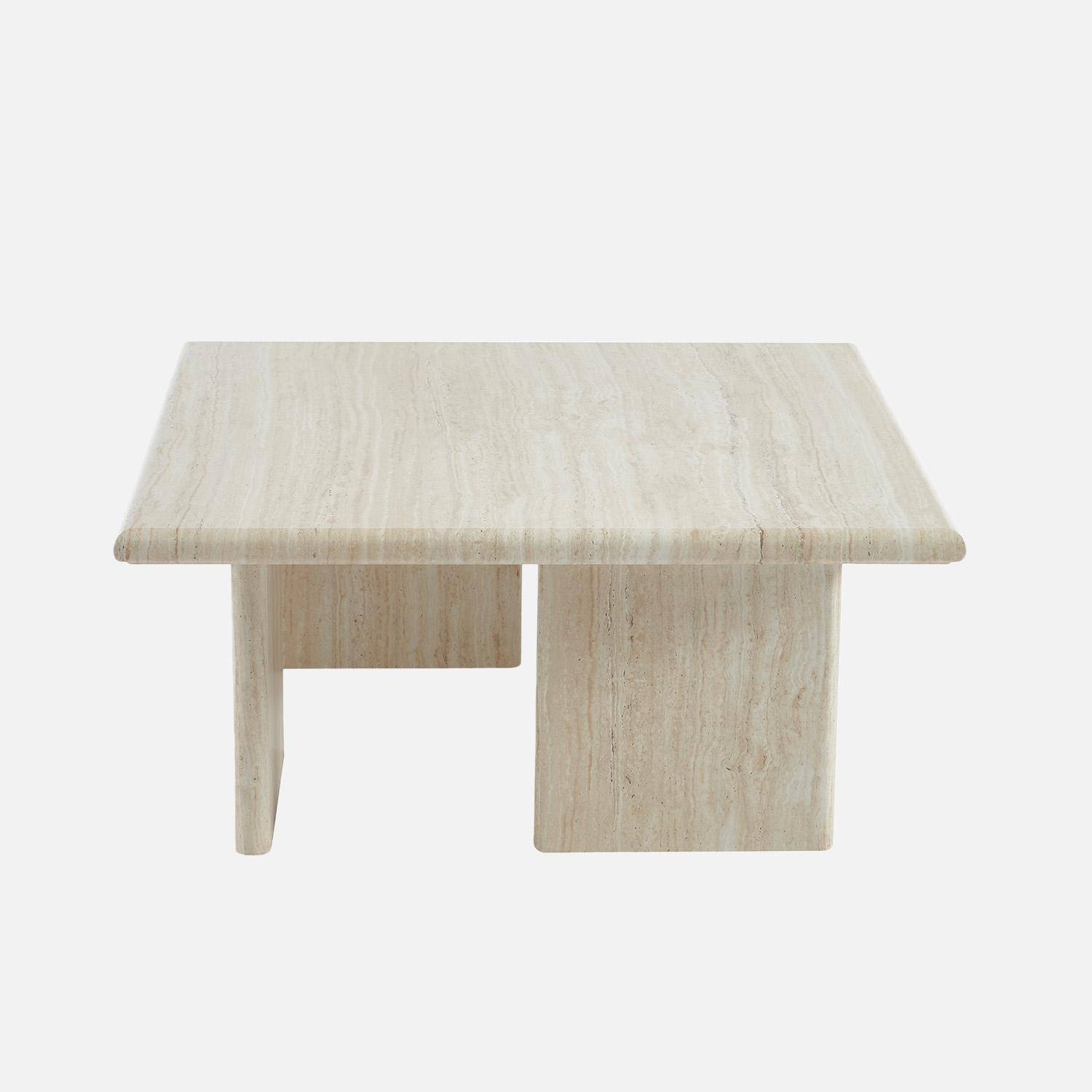 Table basse carré effet travertin 80 x 80cm Photo2