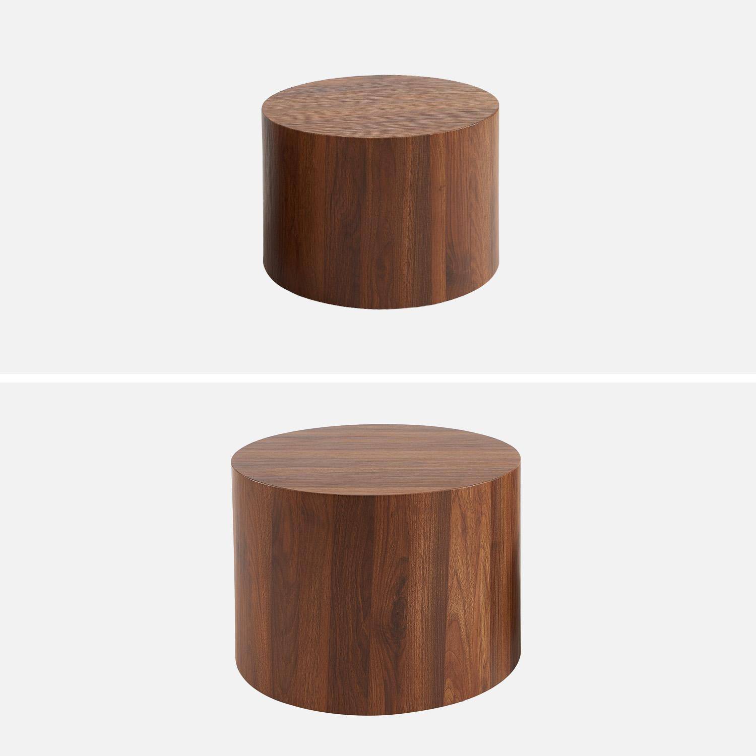 Lot de 2 tables basses rondes effet noyer, Ø58 x H 40cm / Ø50 x H 33cm SYLVA,sweeek,Photo4