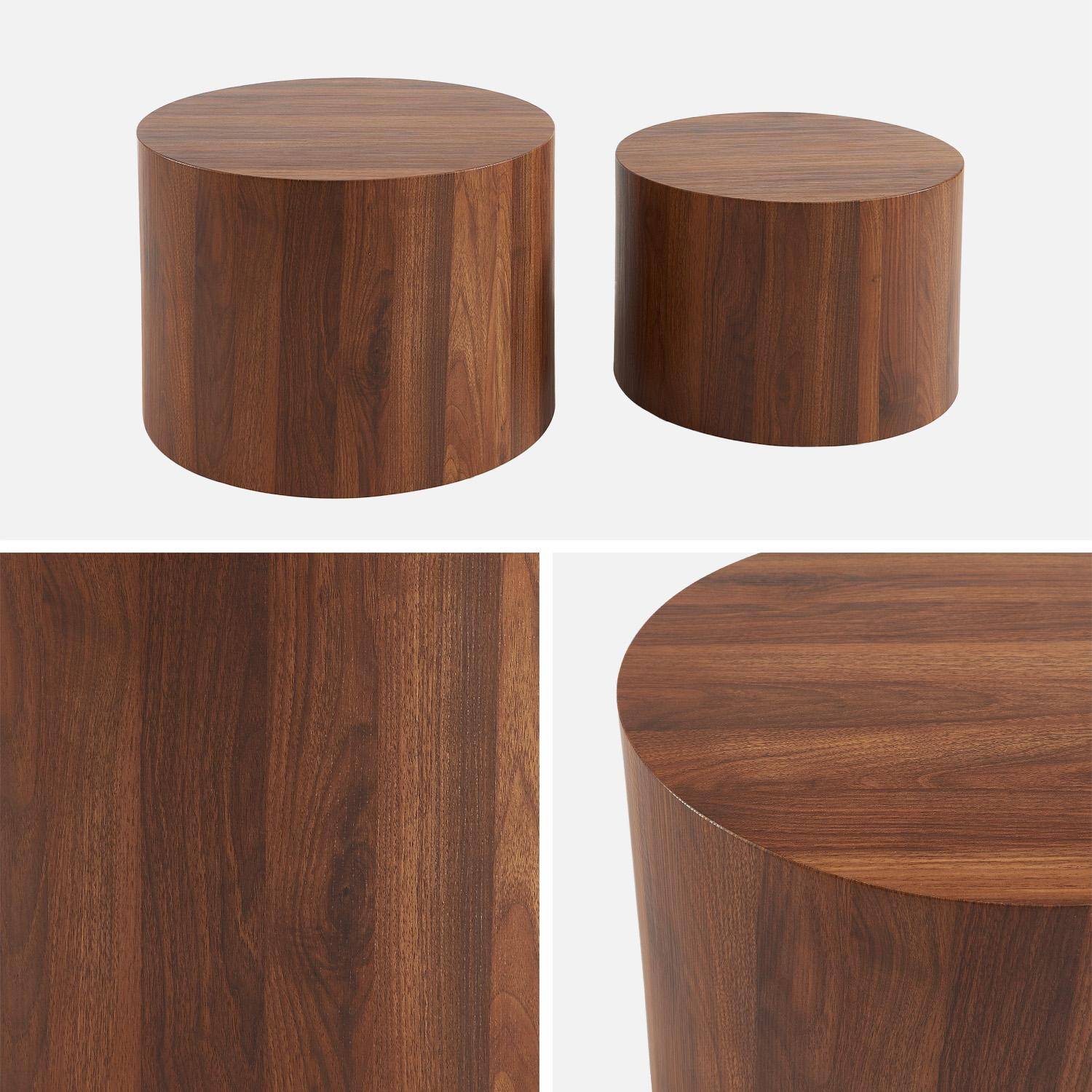 Lot de 2 tables basses rondes effet noyer, Ø58 x H 40cm / Ø50 x H 33cm SYLVA Photo5