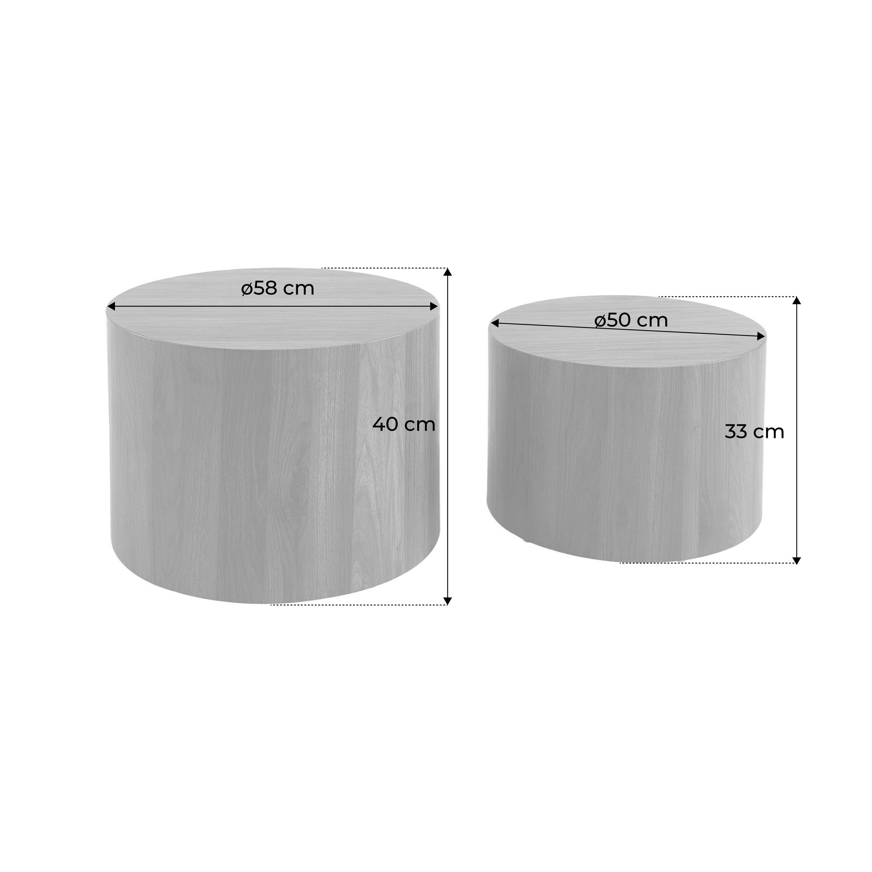 Tavolini Da Caffè Rotondi Moderni In Legno Marrone Scuro E Specchio Italia Anni 39 80 Set Di 2