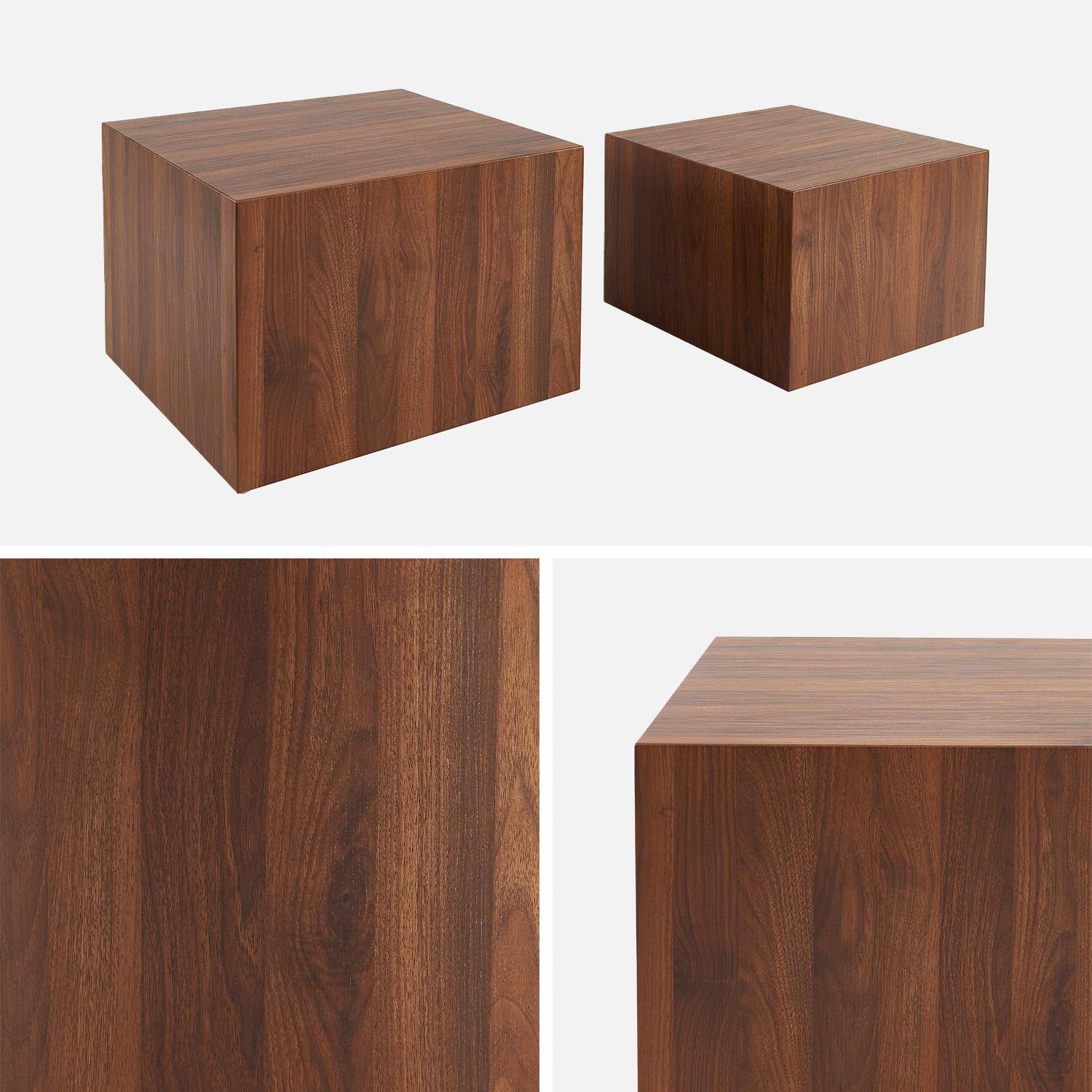 Lot de 2 tables basses rondes effet noyer, Ø58 x H 40cm / Ø50 x H 33cm SYLVA Photo6