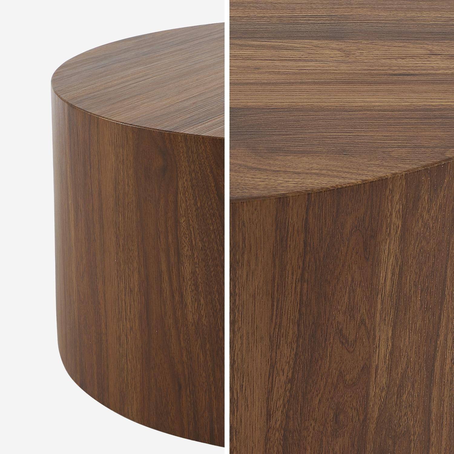 Table basse ronde effet noyer Ø80cm Photo2