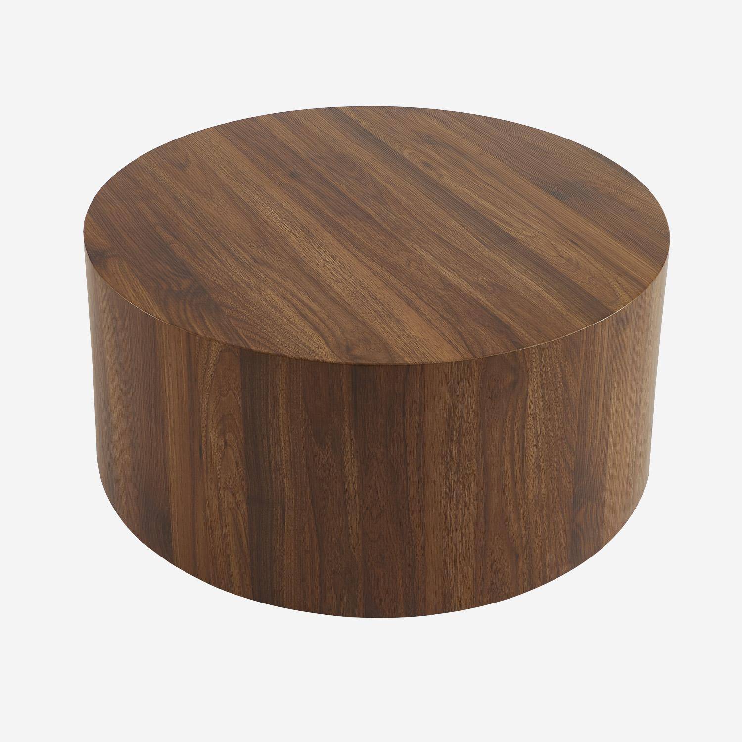 Table basse ronde effet noyer Ø80cm Photo1
