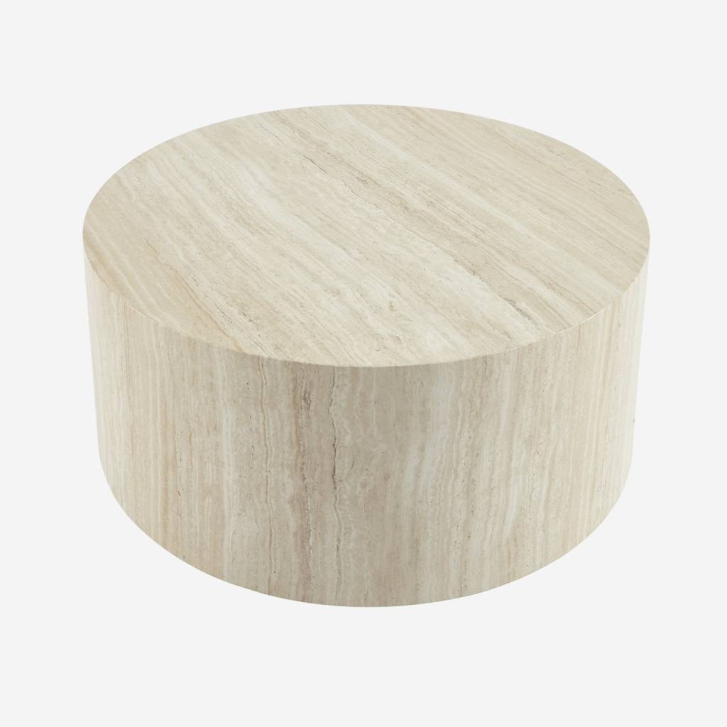 Table basse ronde effet travertin Ø80cm