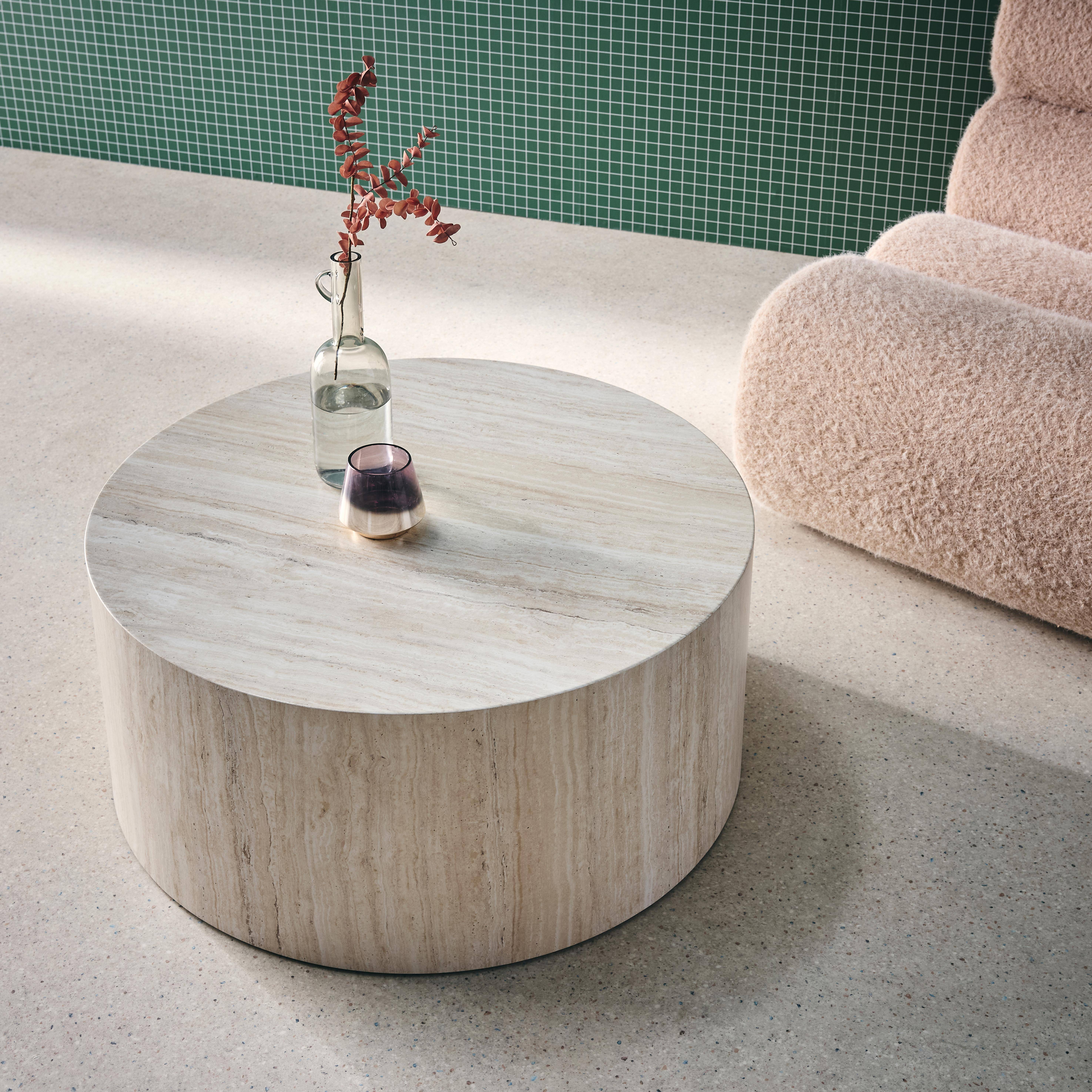 Ronde salontafel travertineffect Ø80cm x 35cm - Delos  Photo2