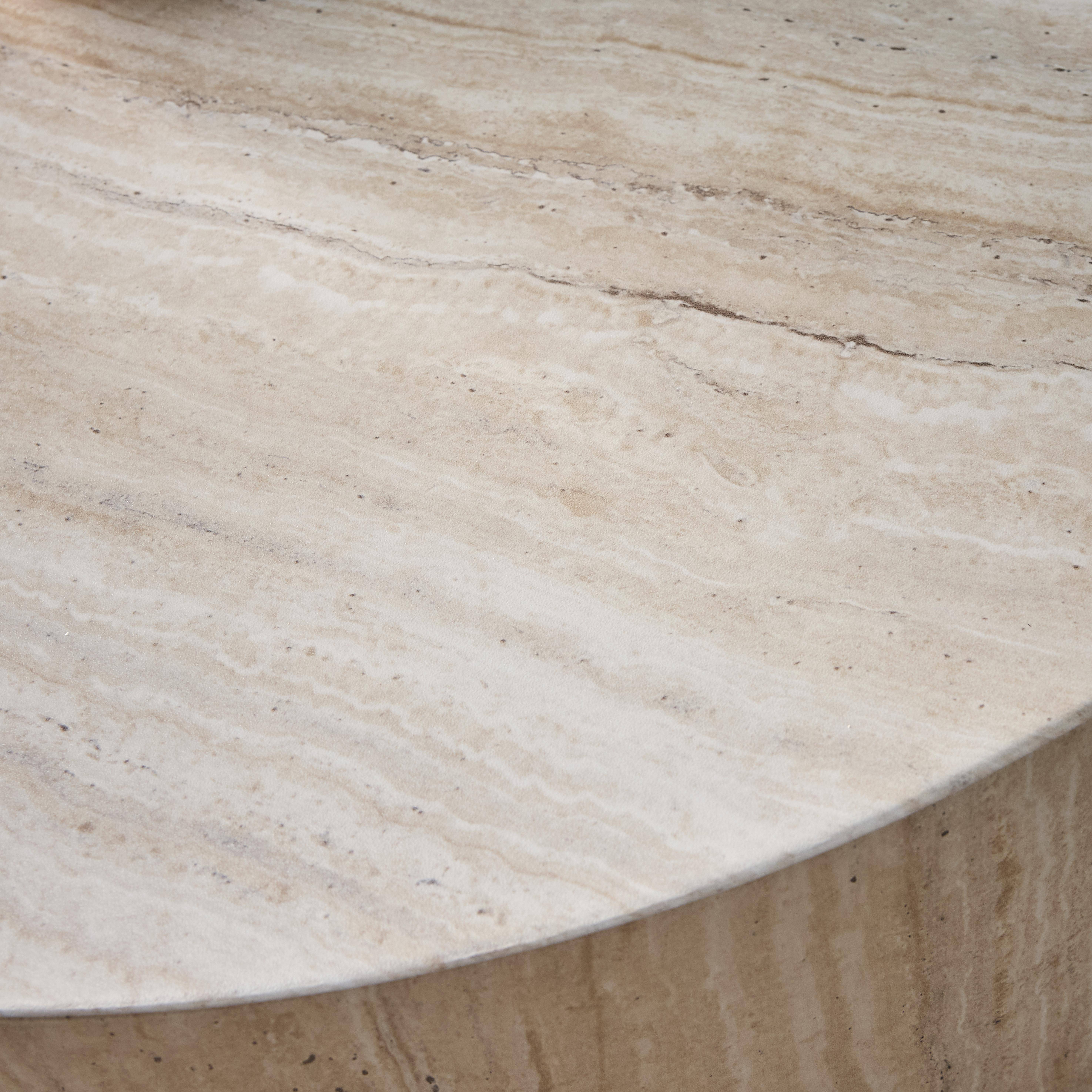 Ronde salontafel travertineffect Ø80cm x 35cm - Delos  Photo4