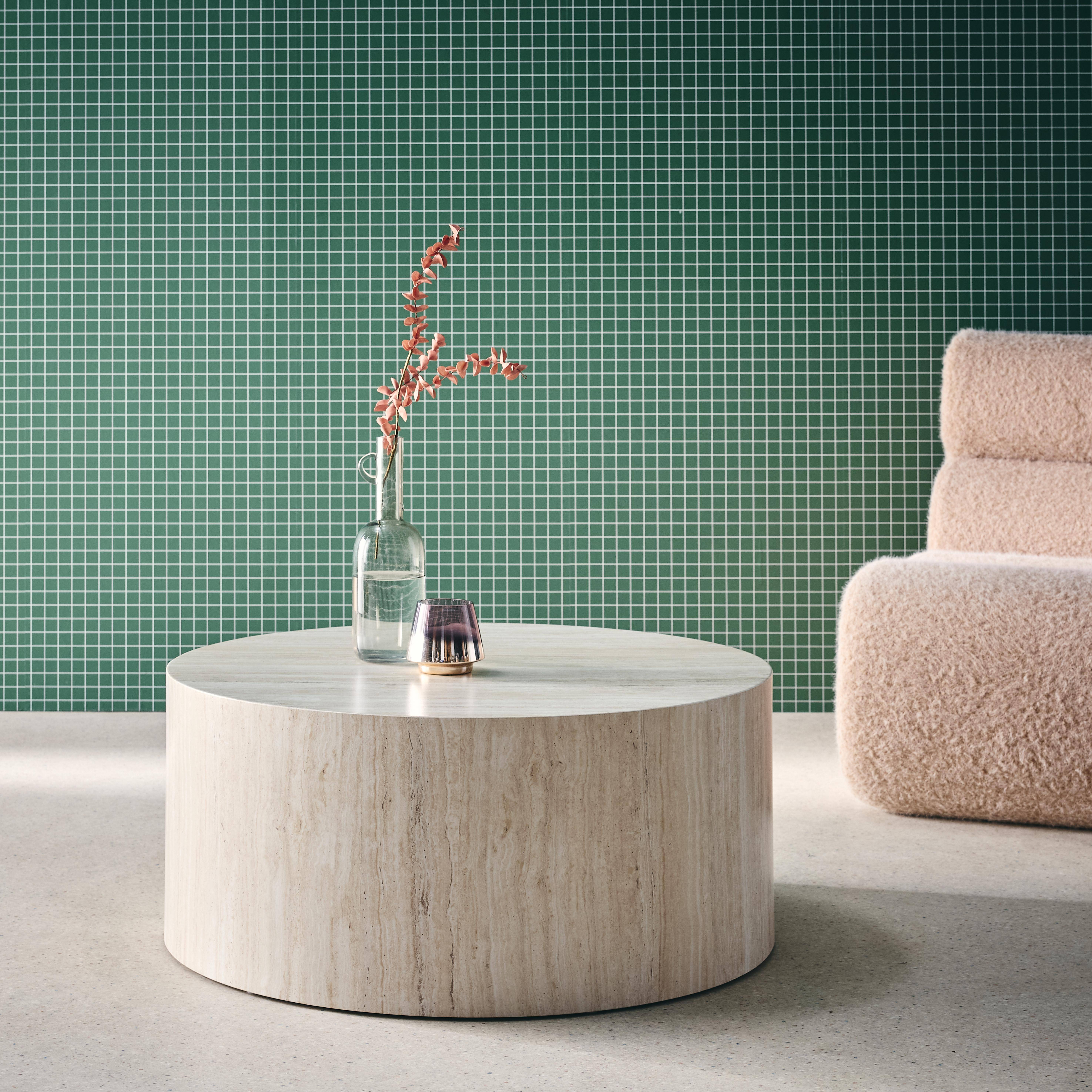 Ronde salontafel travertineffect Ø80cm x 35cm - Delos  Photo1