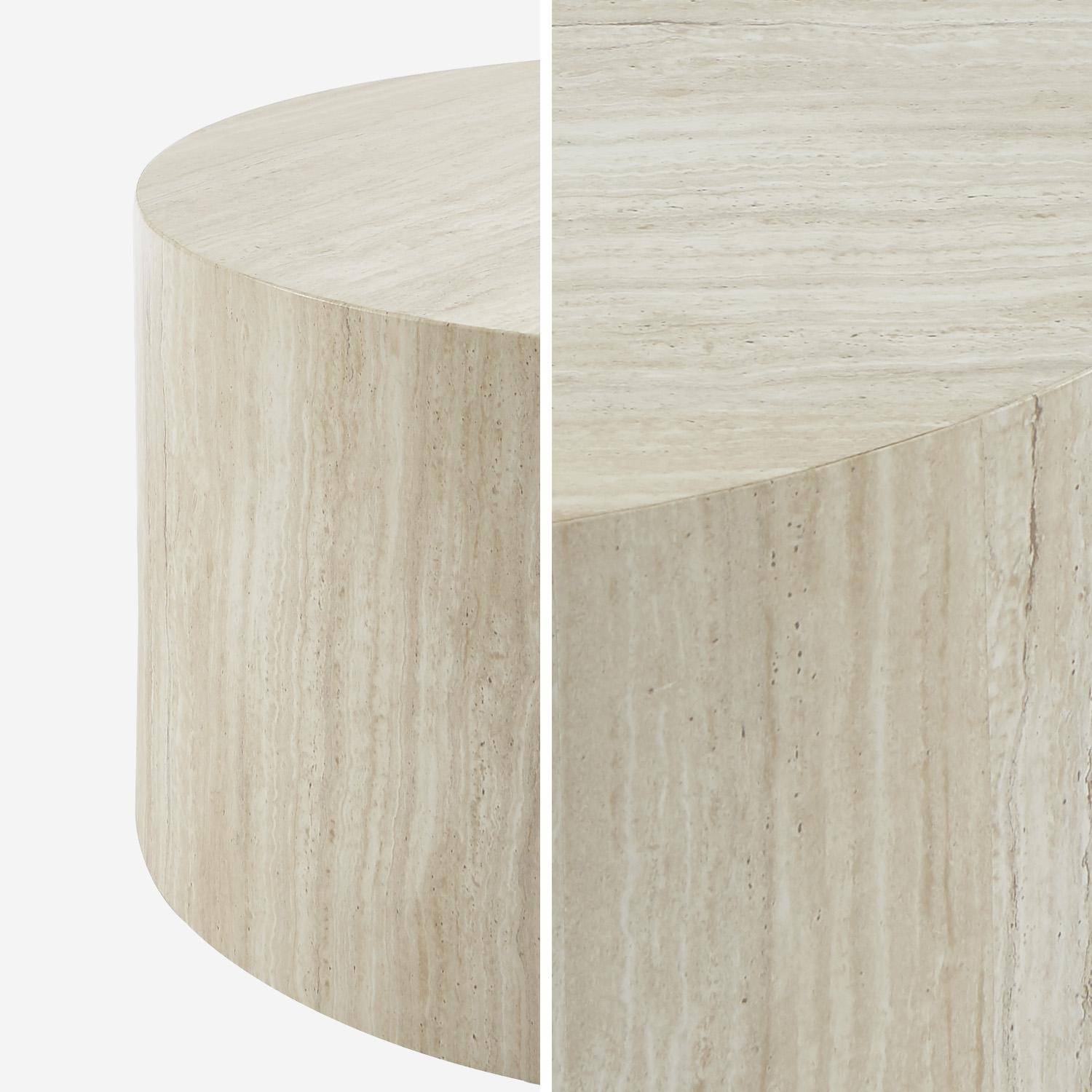 Table basse ronde effet travertin Ø80cm,sweeek,Photo2