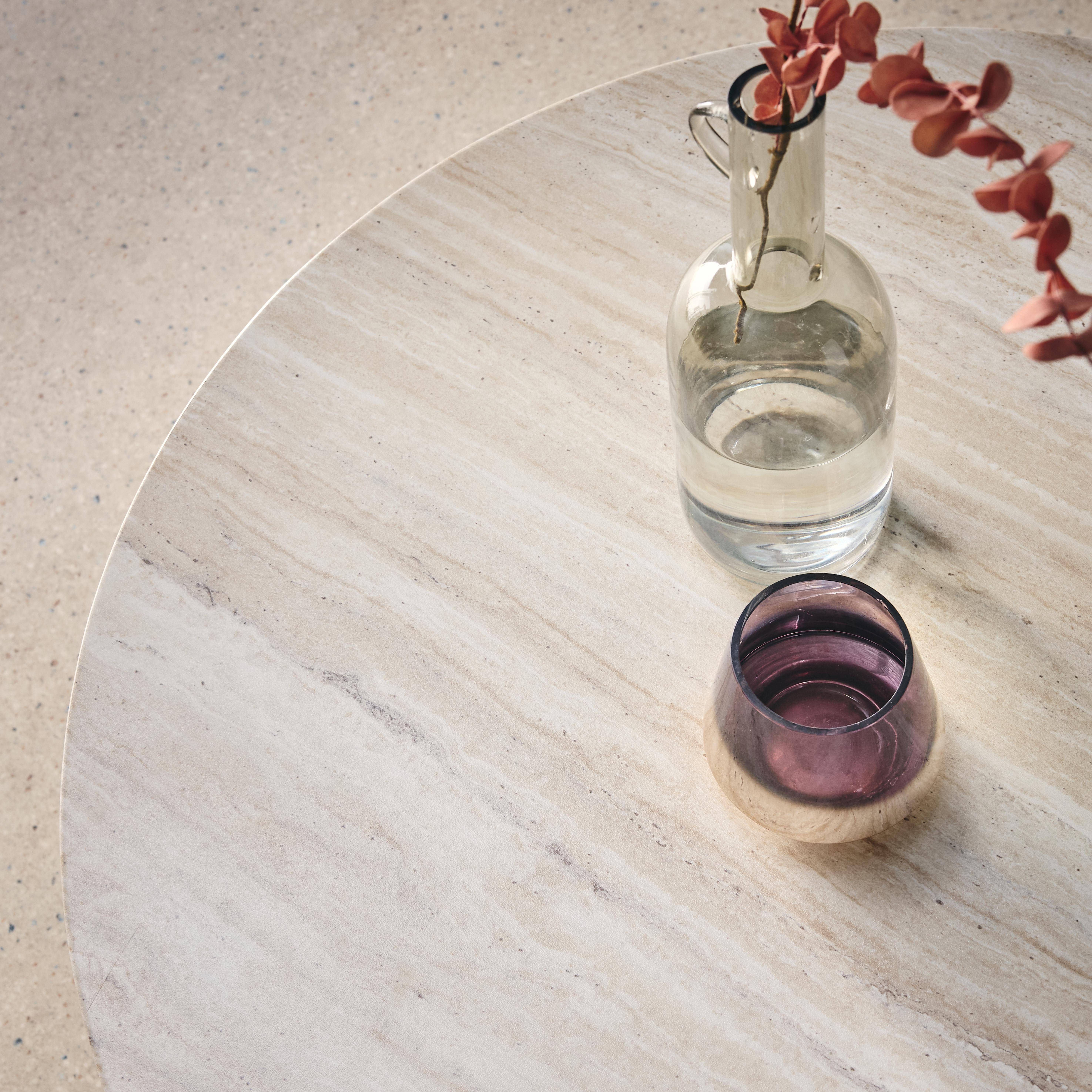 Ronde salontafel travertineffect Ø80cm x 35cm - Delos  Photo3