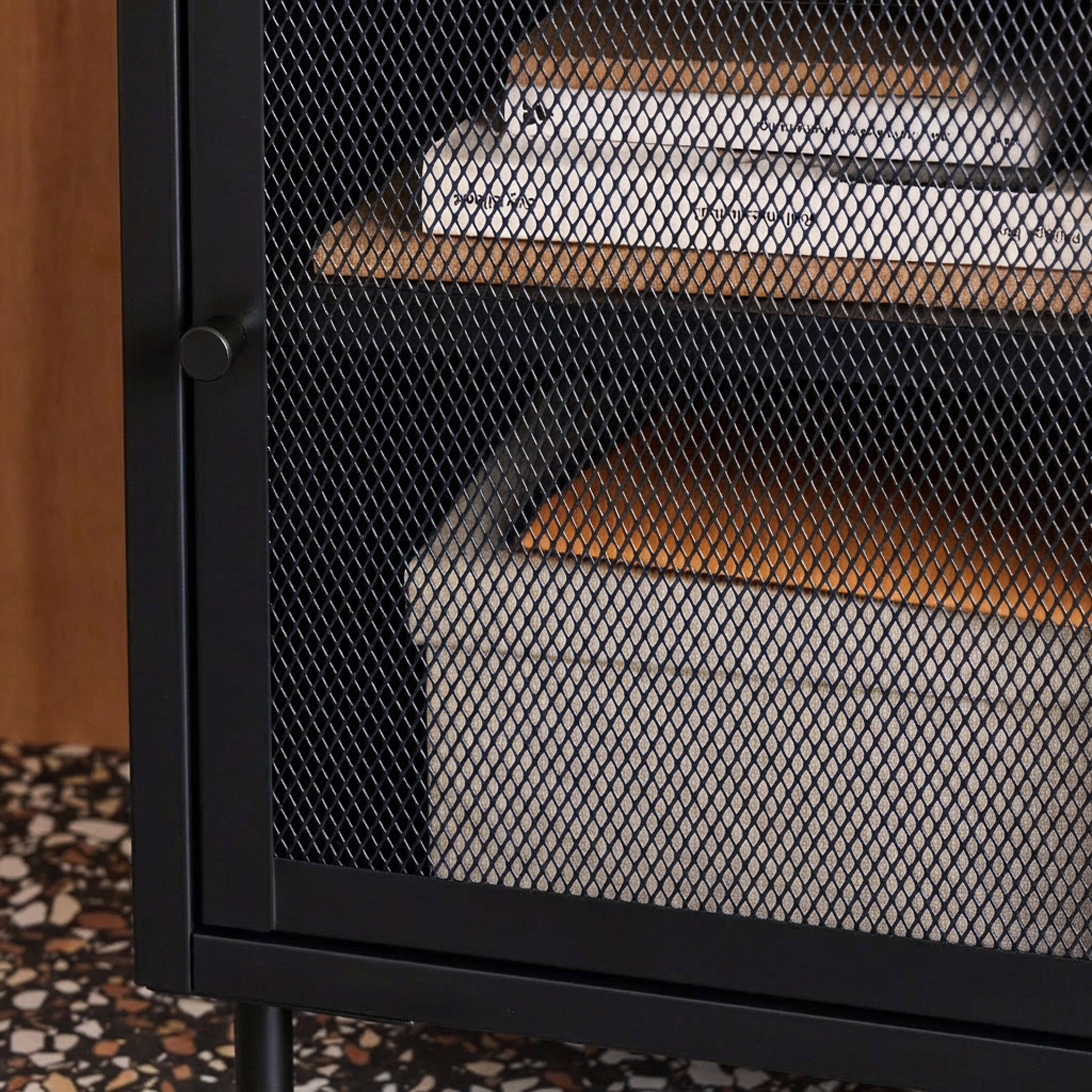 Table de chevet industrielle métal noir 1 porte grillagée, 40 x 37 x 58,5 cm - Ohio,sweeek,Photo5