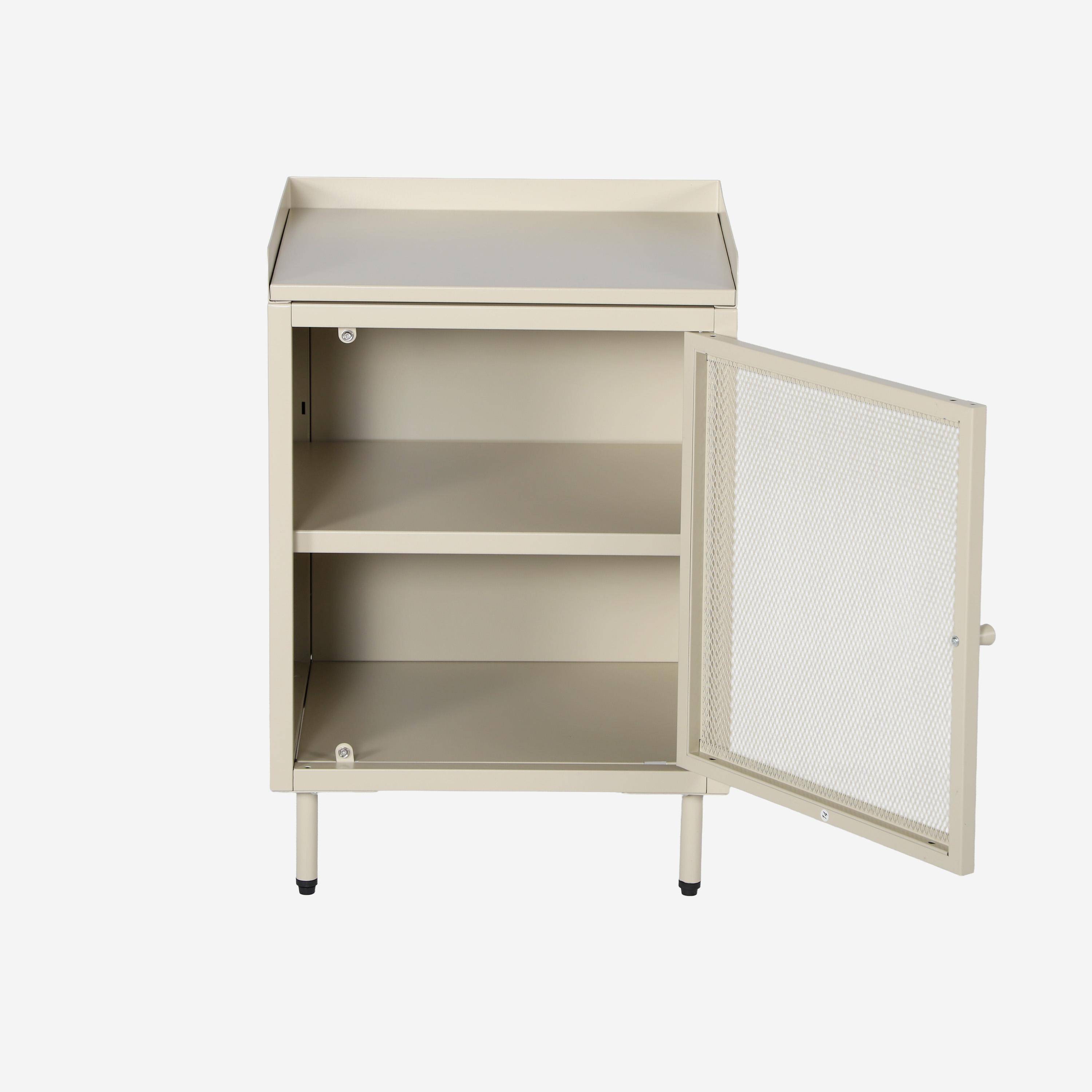 Table de chevet industrielle métal crème 1 porte grillagée, 40 x 37 x 58,5 cm - Ohio Photo3