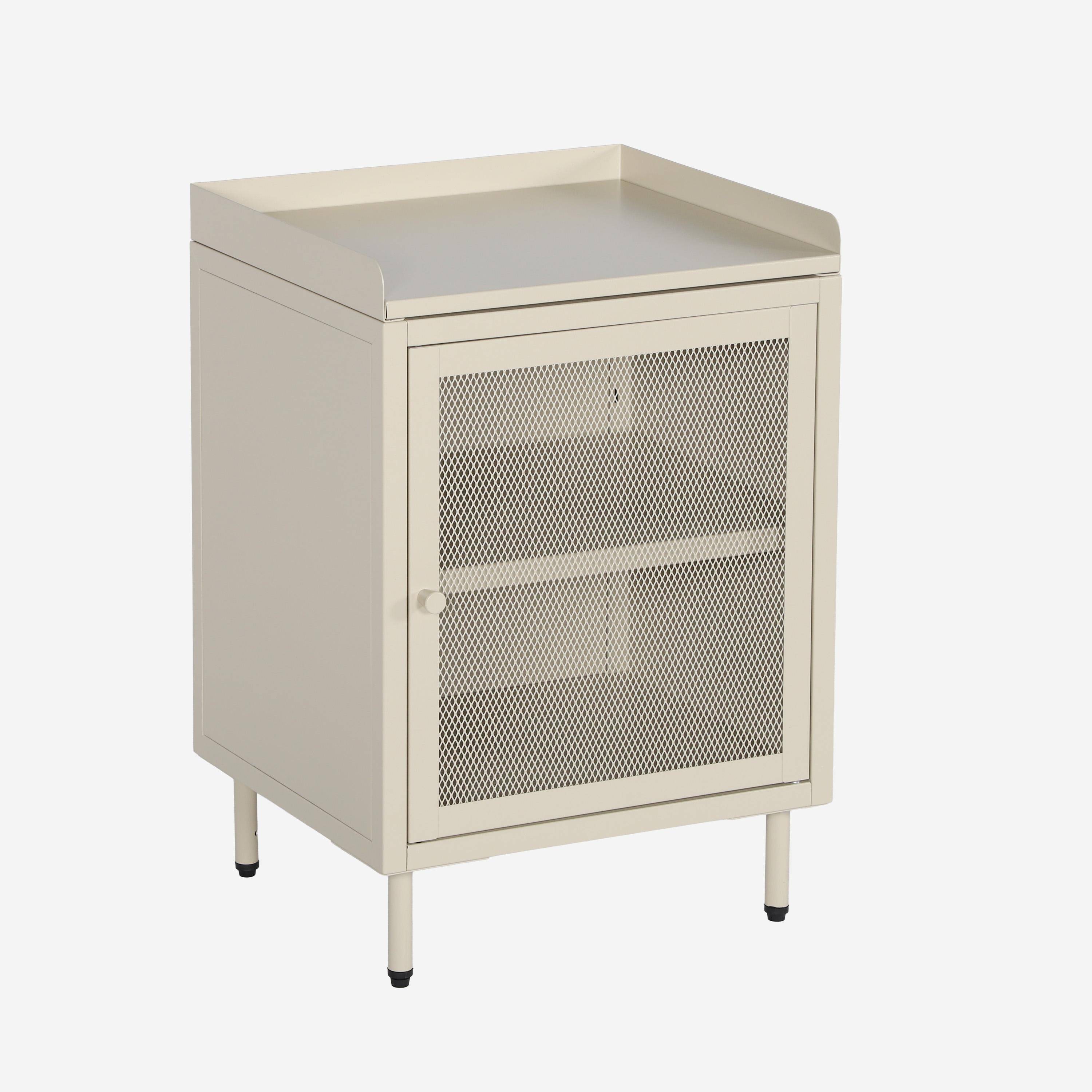 Table de chevet industrielle métal crème 1 porte grillagée, 40 x 37 x 58,5 cm - Ohio Photo1