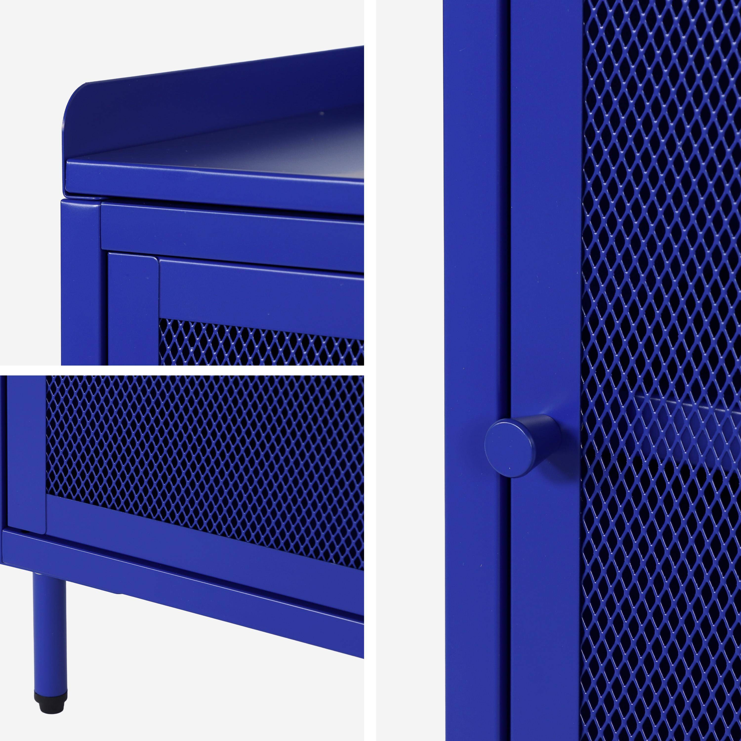 Table de chevet industrielle métal bleu 1 porte grillagée, 40 x 37 x 58,5 cm - Ohio Photo4