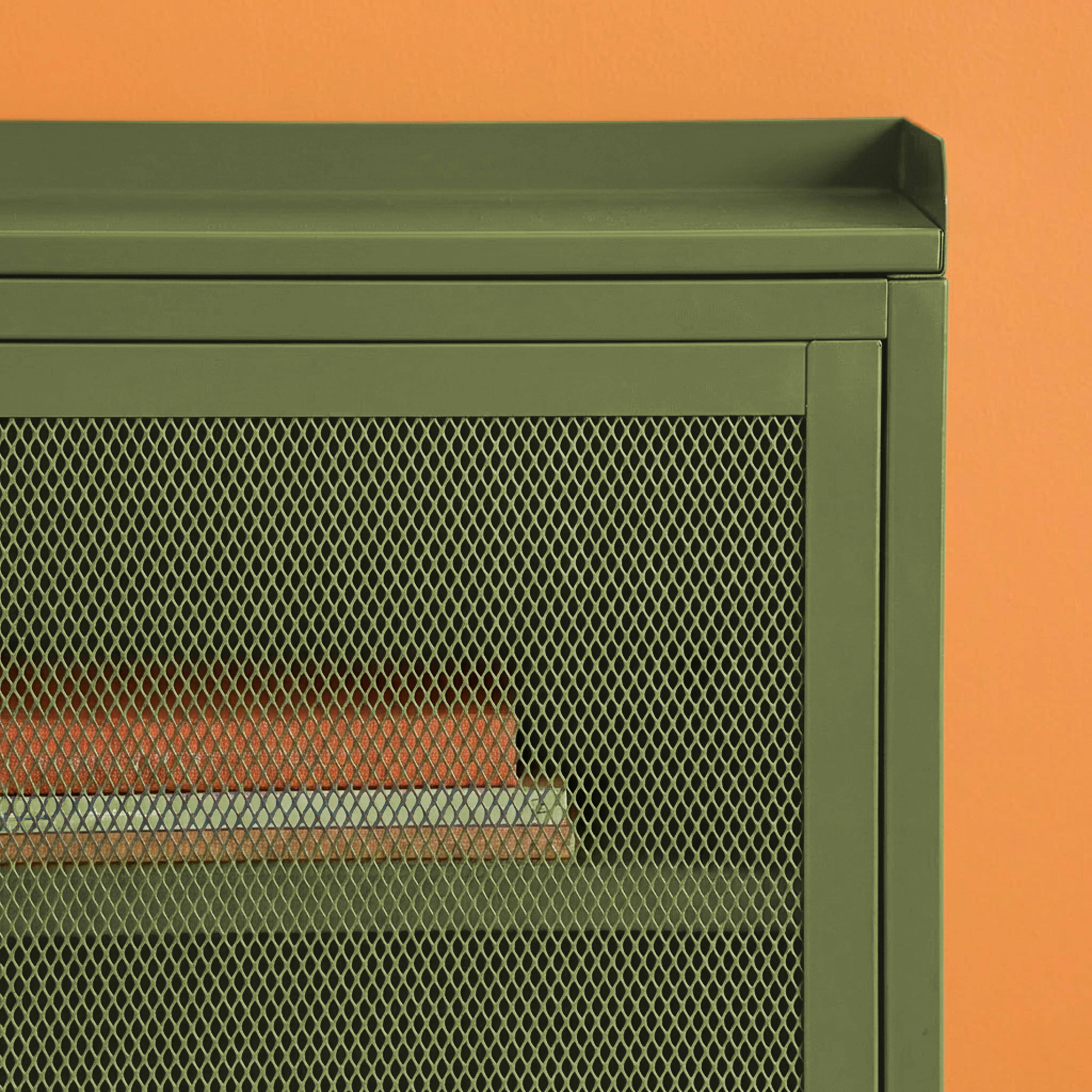 Table de chevet industrielle métal vert 1 porte grillagée, 40 x 37 x 58,5 cm - Ohio,sweeek,Photo5