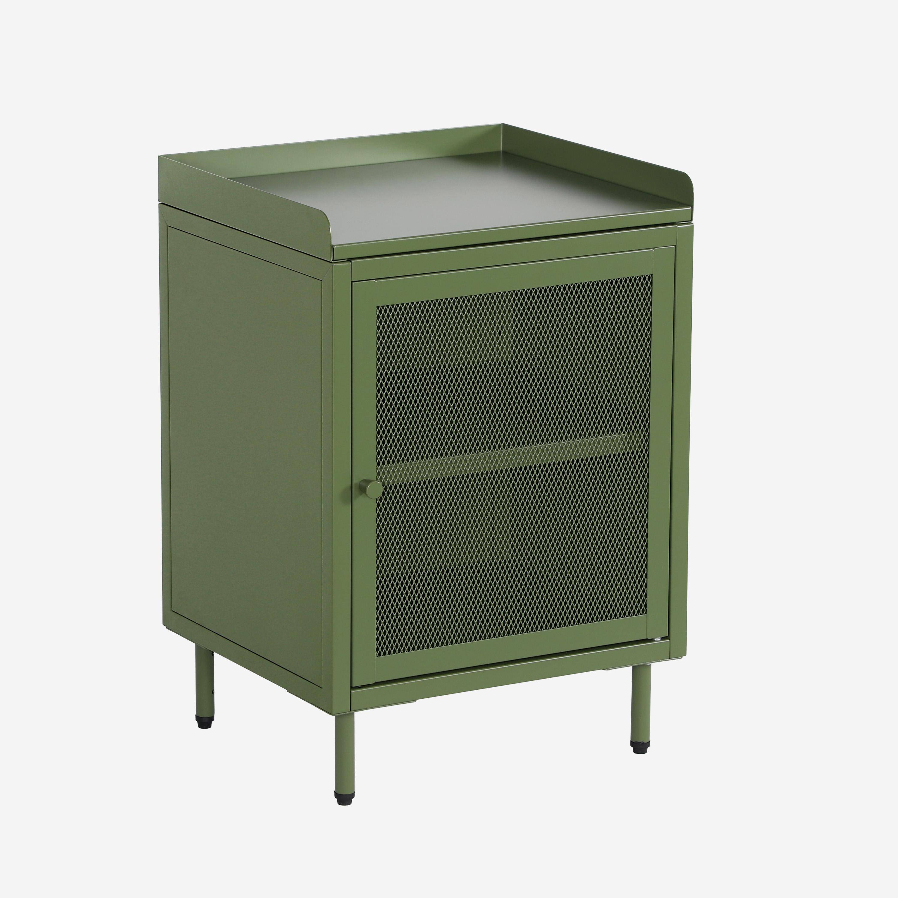 Table de chevet industrielle métal vert 1 porte grillagée, 40 x 37 x 58,5 cm - Ohio Photo1