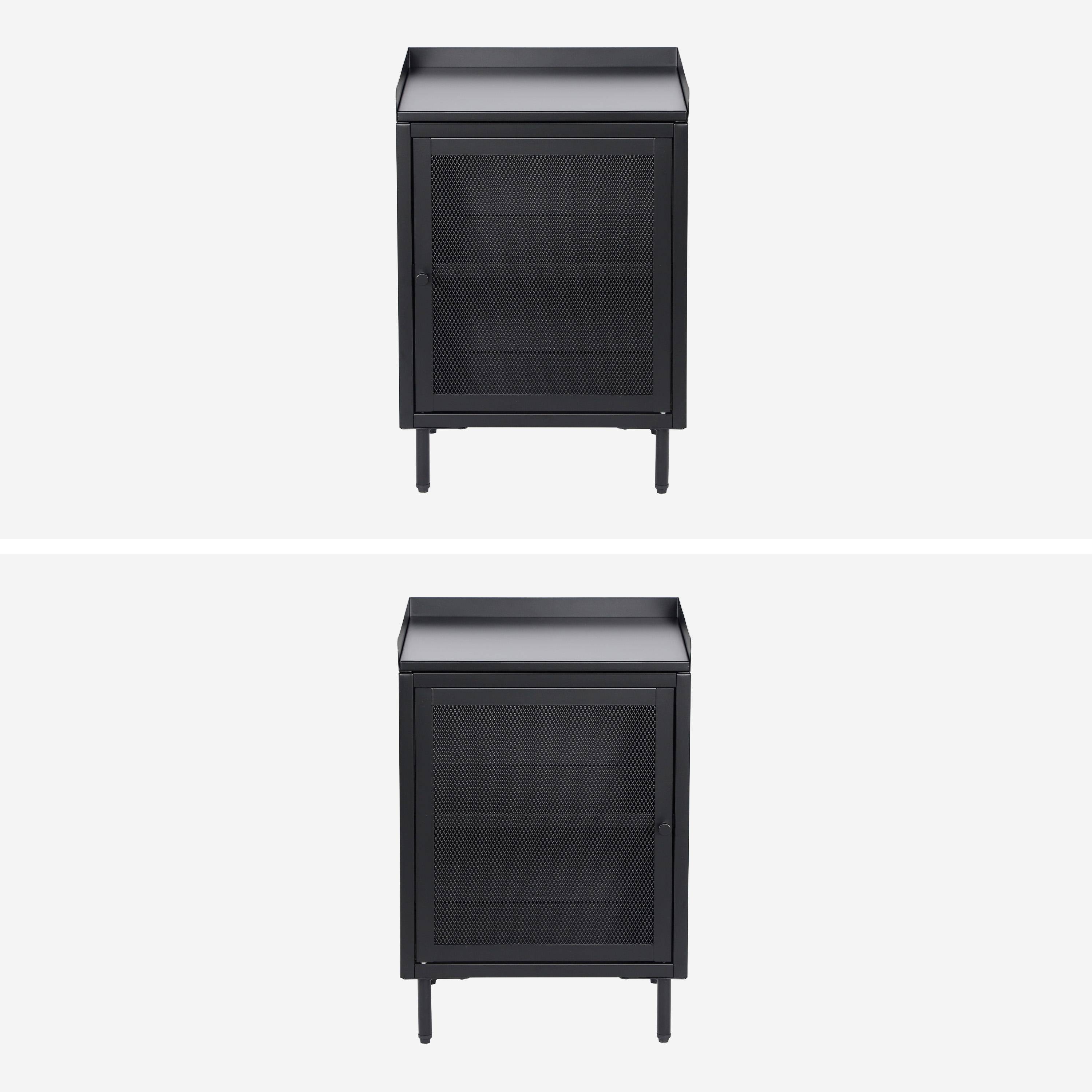 Lot de 2 tables de chevet industrielles métal noir 1 porte grillagée, 40 x 37 x 58,5 cm - Ohio Photo3