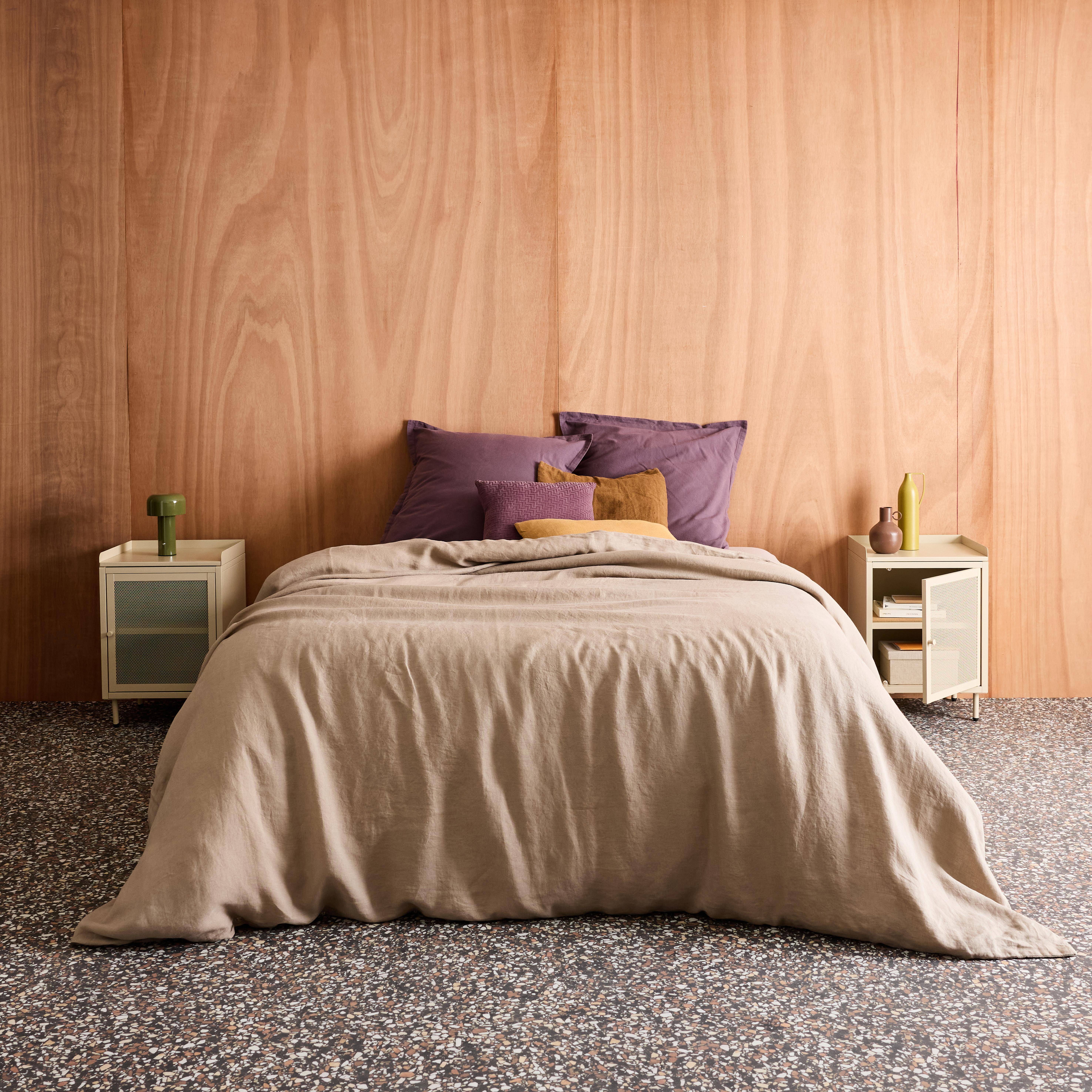 Lot de 2 tables de chevet industrielles métal crème 1 porte grillagée, 40 x 37 x 58,5 cm - Ohio Photo2