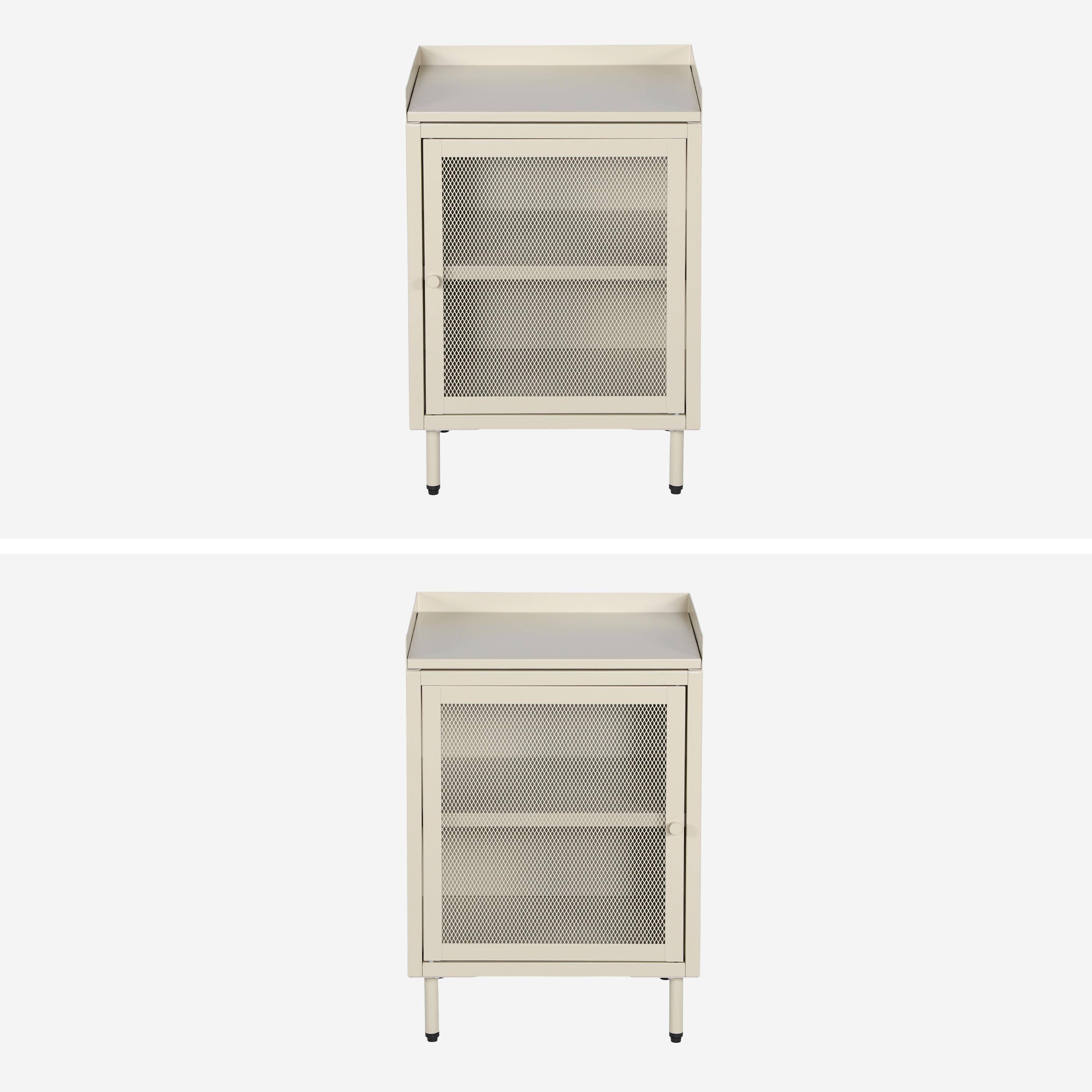 Lot de 2 tables de chevet industrielles métal crème 1 porte grillagée, 40 x 37 x 58,5 cm - Ohio,sweeek,Photo3