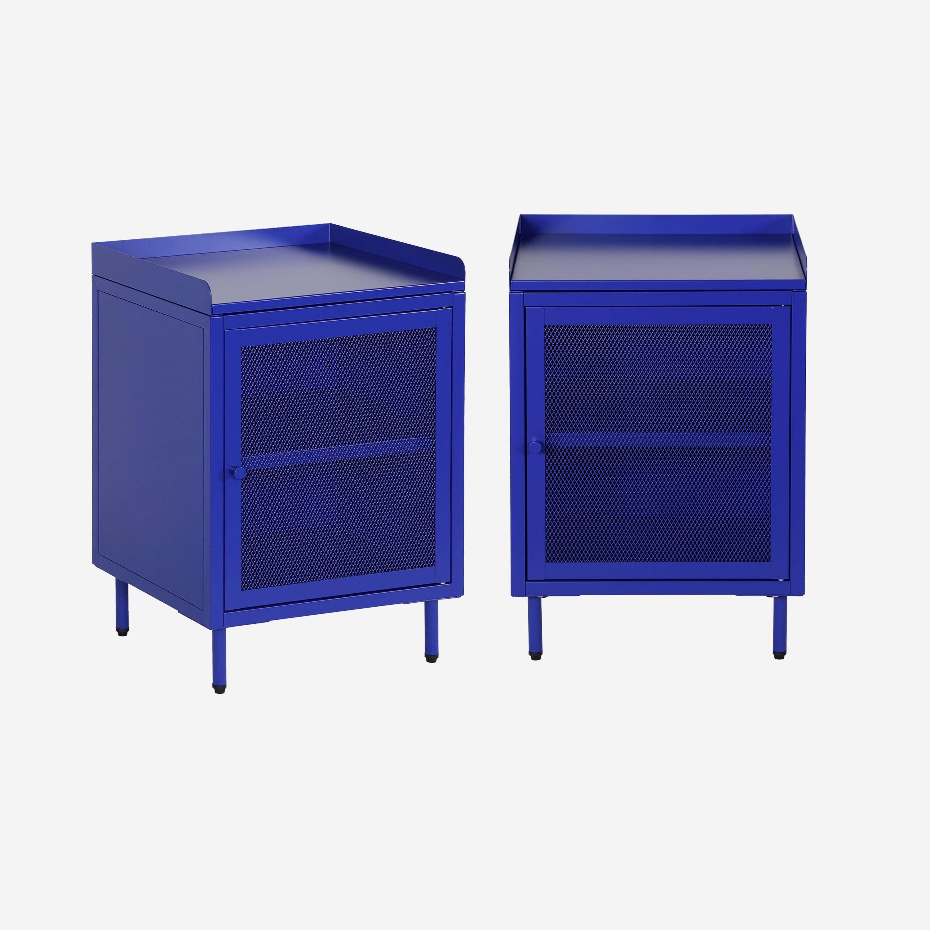 Table De Chevet Industrielle Ossett – Acier Rouge Foncé – Porte Grillagée (neuve)
