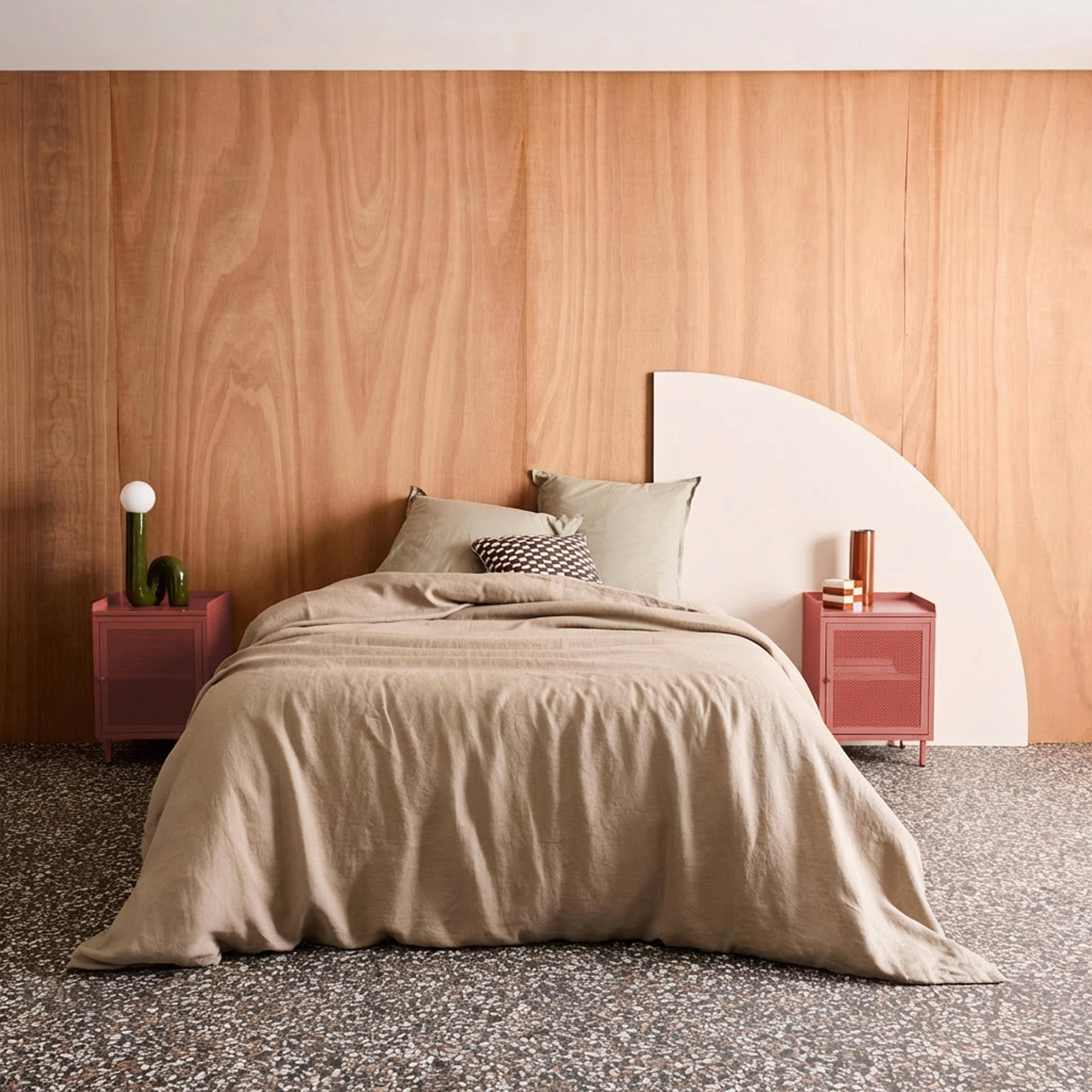 Lot de 2 tables de chevet industrielles métal terracotta 1 porte grillagée, 40 x 37 x 58,5 cm - Ohio Photo1