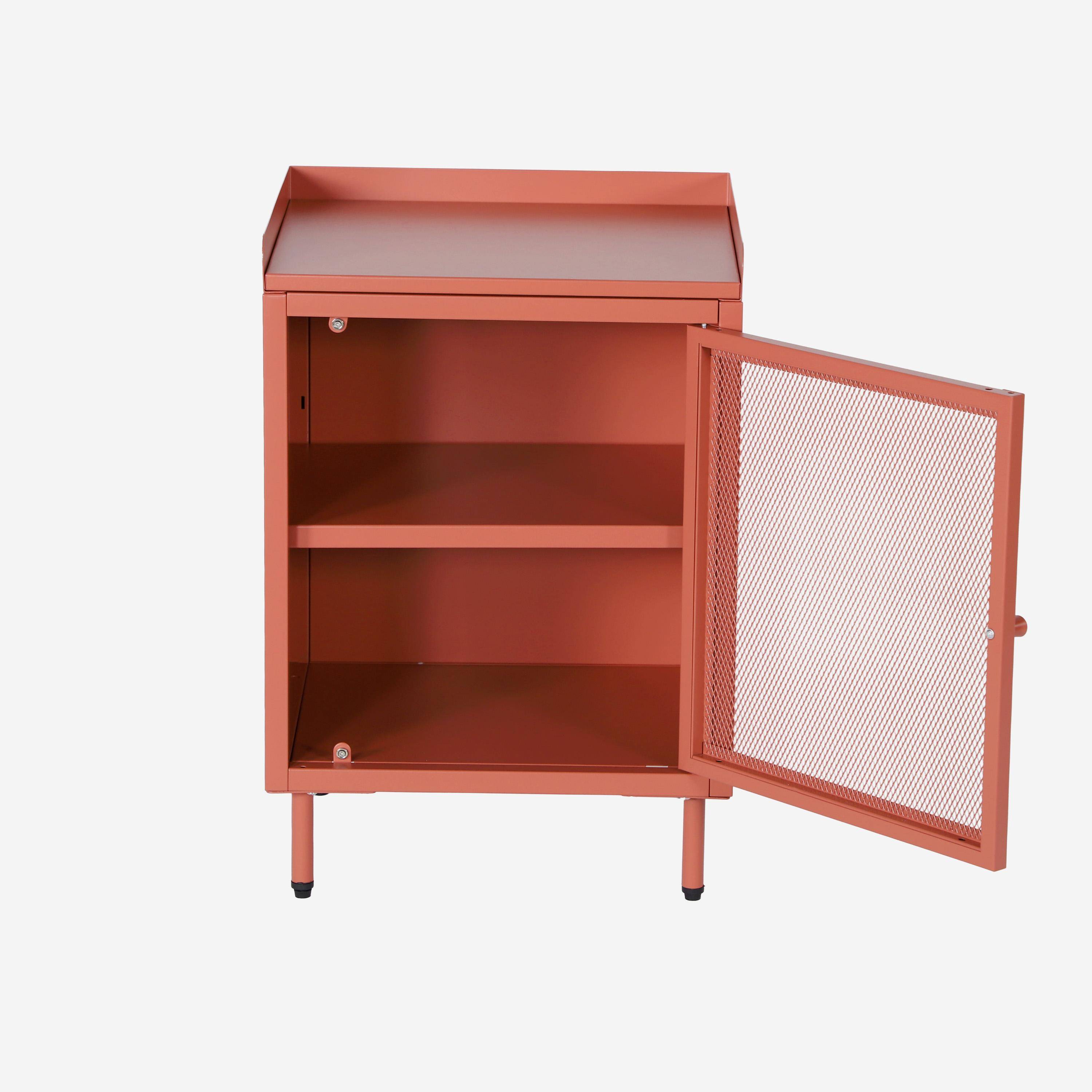 Lot de 2 tables de chevet industrielles métal terracotta 1 porte grillagée, 40 x 37 x 58,5 cm - Ohio,sweeek,Photo4