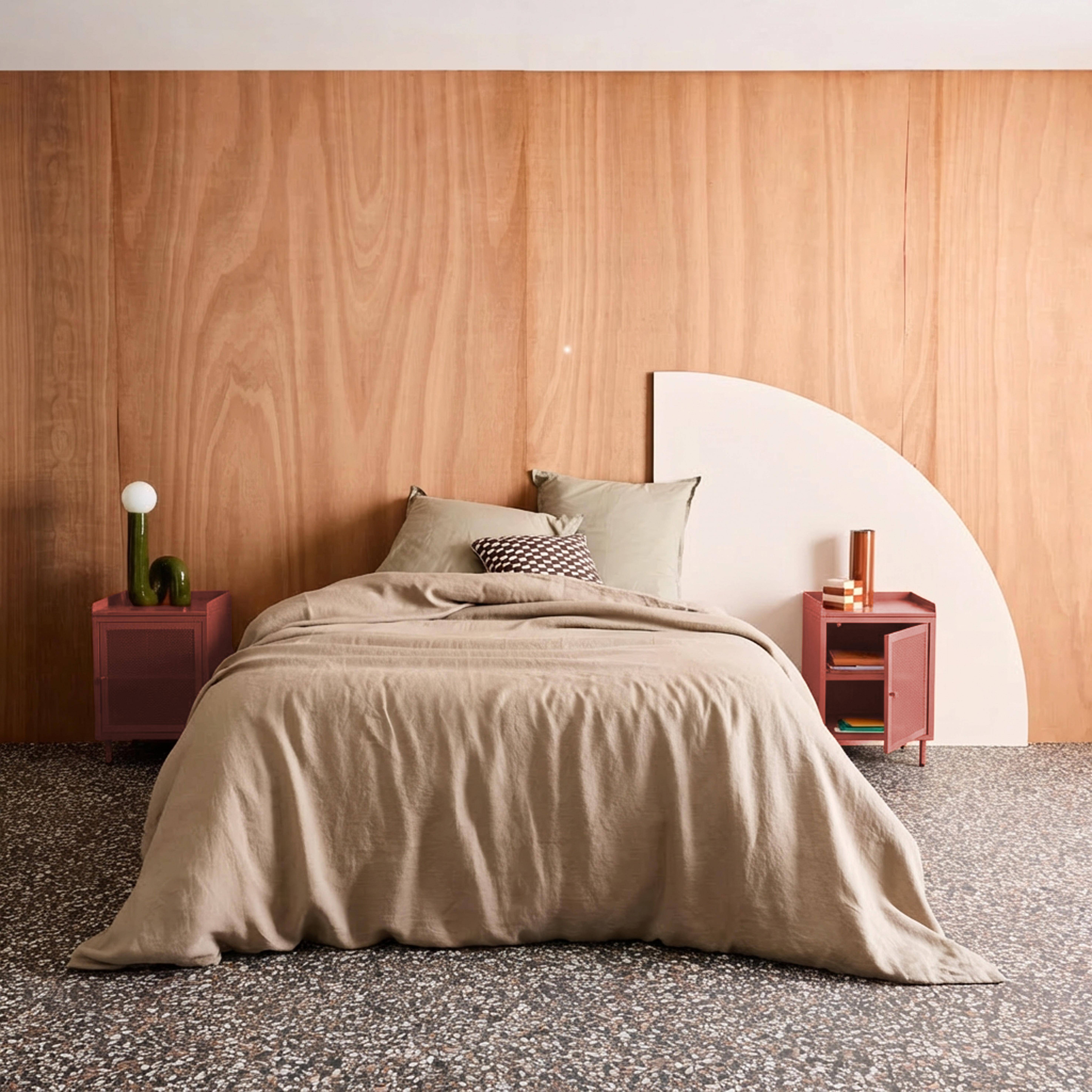 Lot de 2 tables de chevet industrielles métal terracotta 1 porte grillagée, 40 x 37 x 58,5 cm - Ohio Photo2