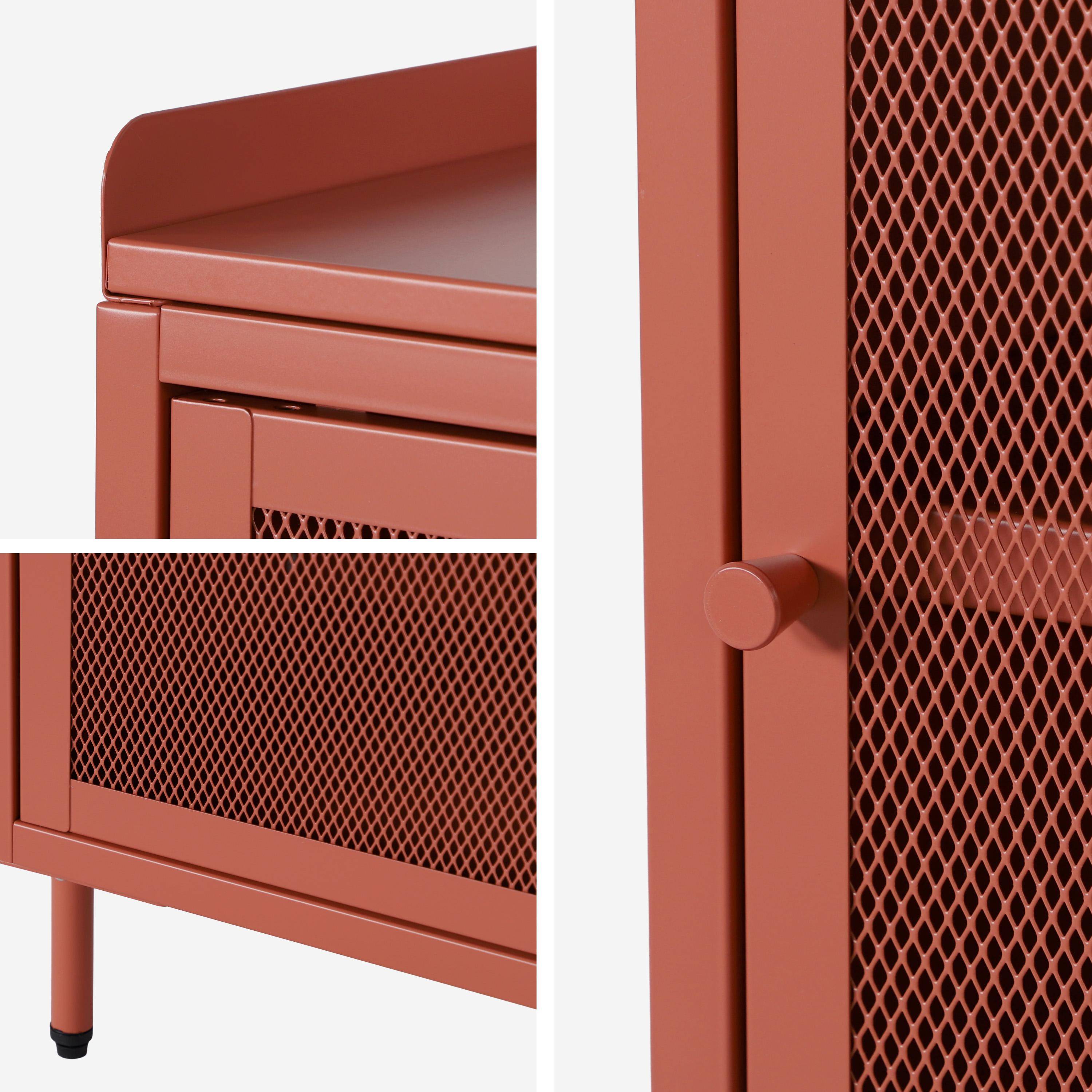 Lot de 2 tables de chevet industrielles métal terracotta 1 porte grillagée, 40 x 37 x 58,5 cm - Ohio Photo5