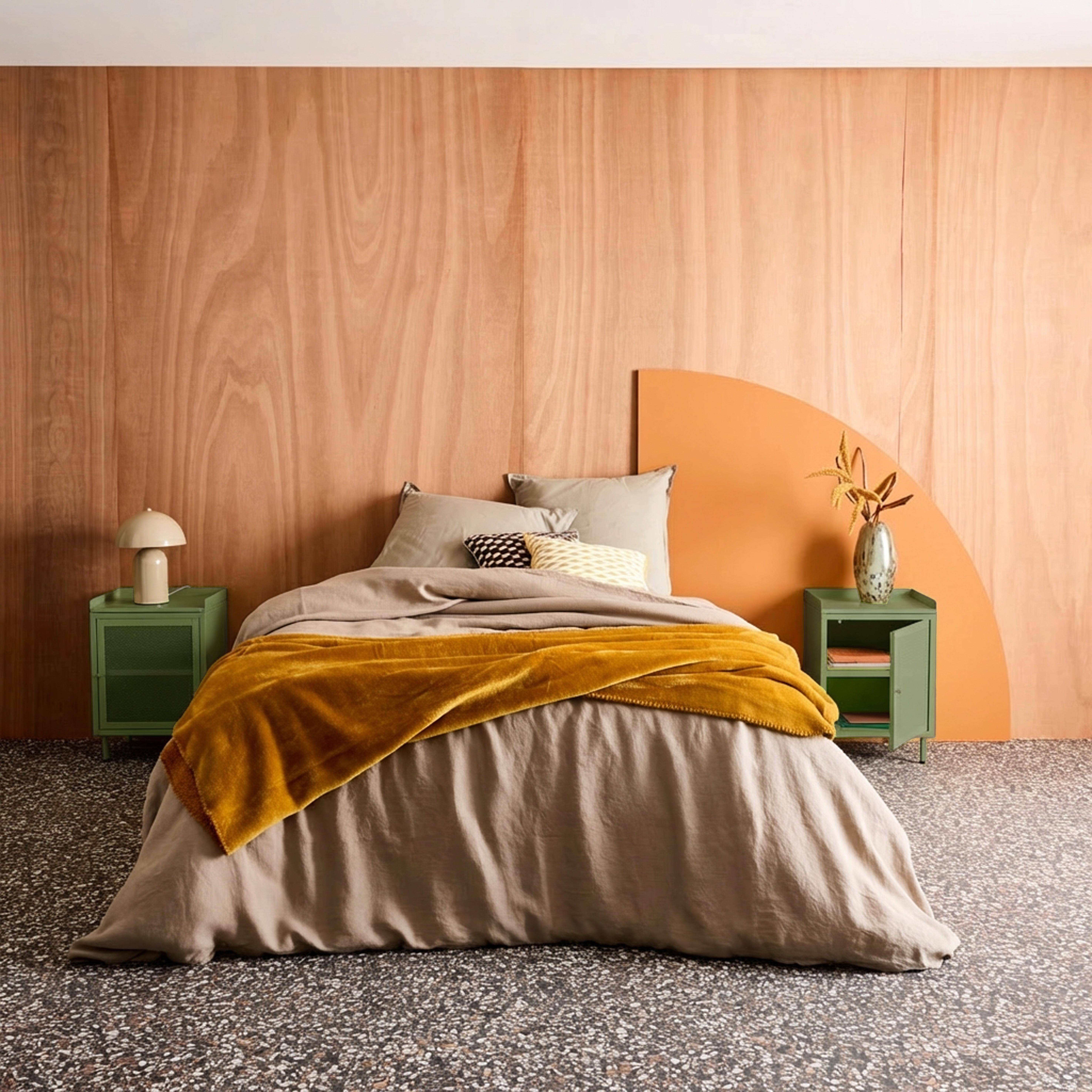 Lot de 2 tables de chevet industrielles métal vert 1 porte grillagée, 40 x 37 x 58,5 cm - Ohio Photo2